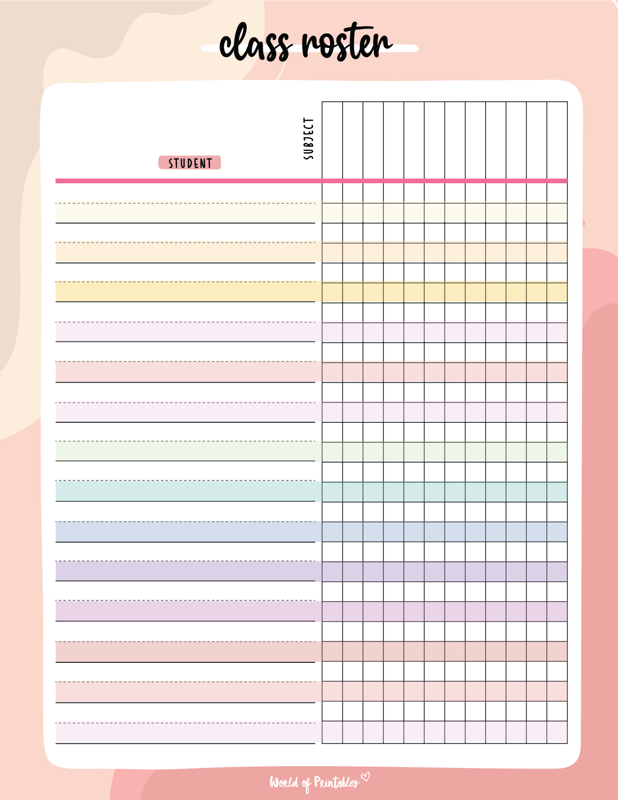 Class Roster Templates