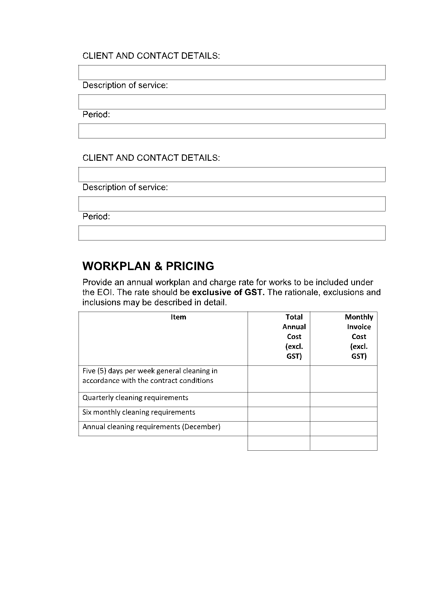 Cleaning Proposal