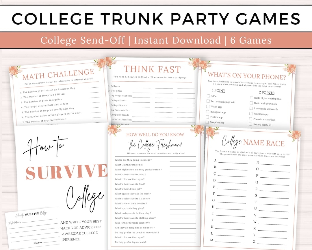 College Going Away Party Games College Trunk Party Games College Send Off Games College Farewell Party Graduation Party Games Etsy