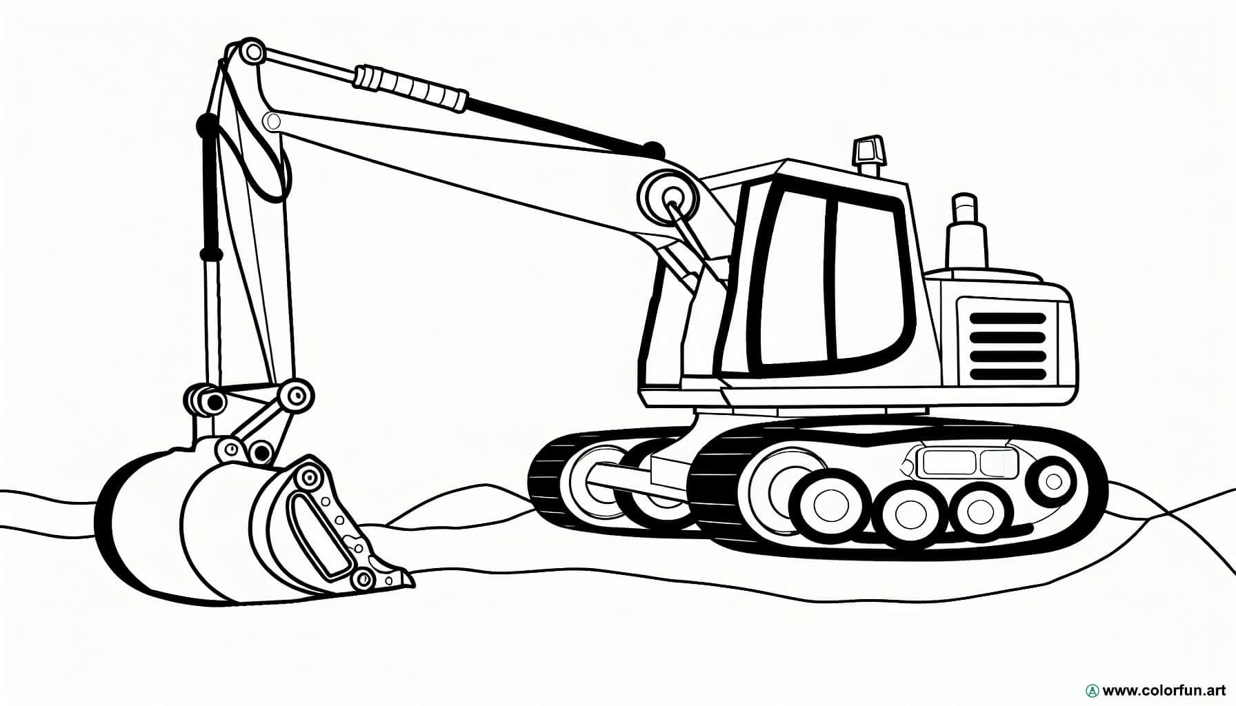 Coloring Page Of A Big Backhoe Excavator Download Or Print For Free