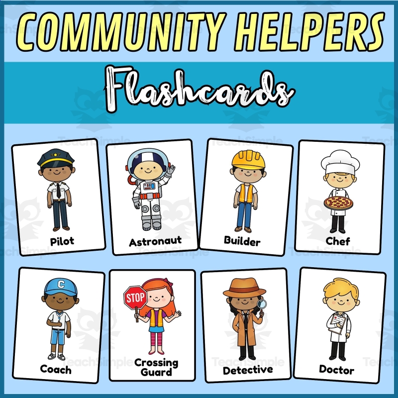 Community Helpers Flashcards English Vocabulary Cards By Teach Simple