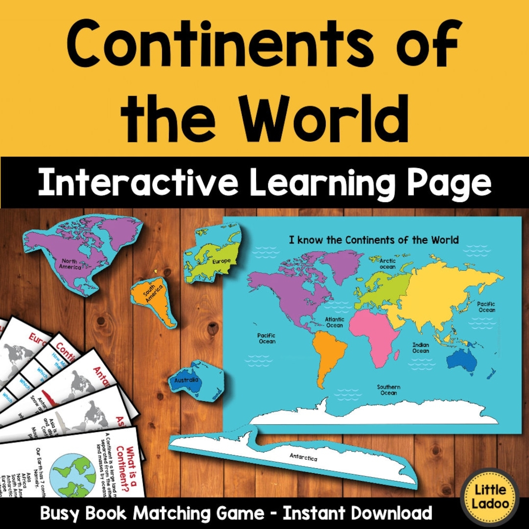 Continents Printable PDF World Map Printable Montessori Materials Learning Continents And Oceans Etsy