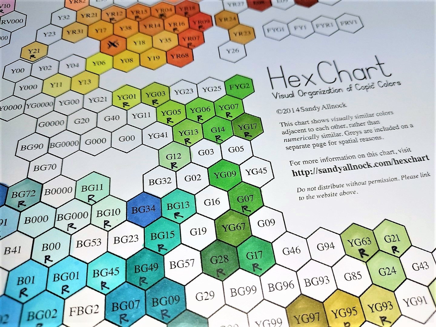 Copics Hex Chart Swatch Colour Combos Storage Angela Brennan Creations