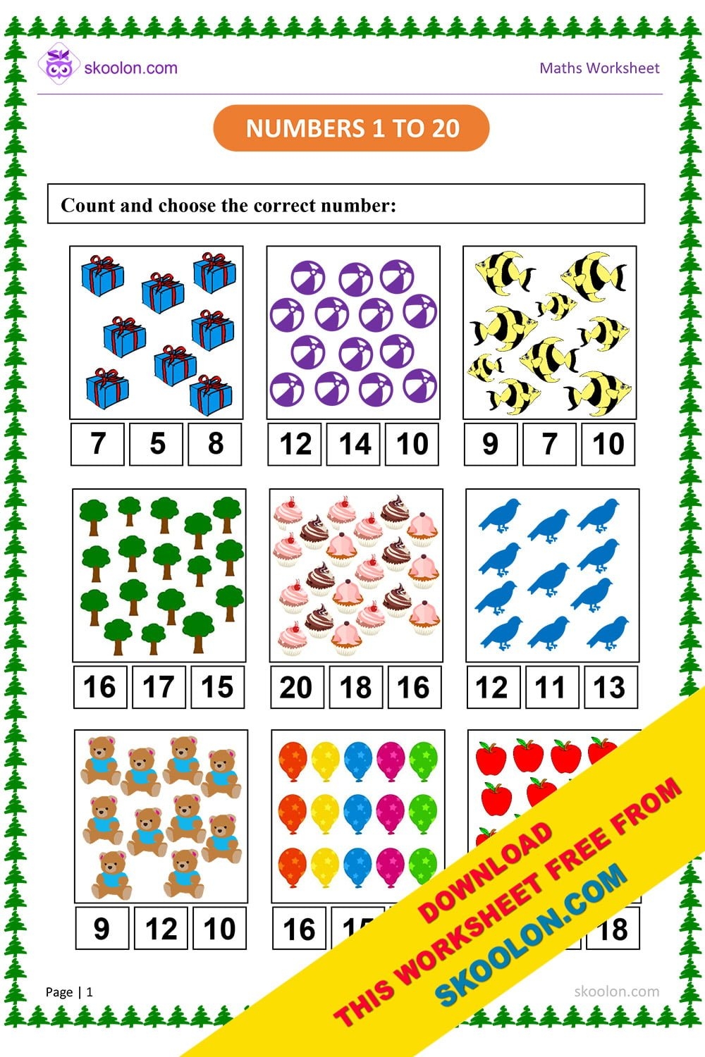 Free Printable Counting Worksheets 1 20