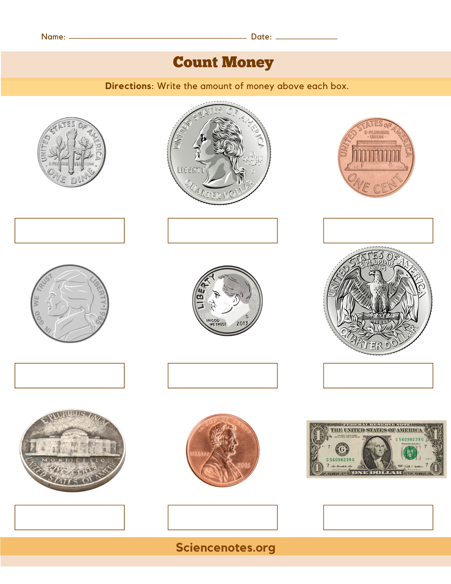 Free Printable Money Counting Worksheets