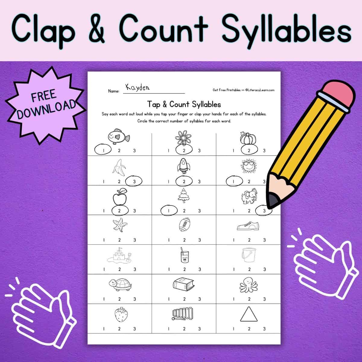 Free Printable Syllable Worksheets