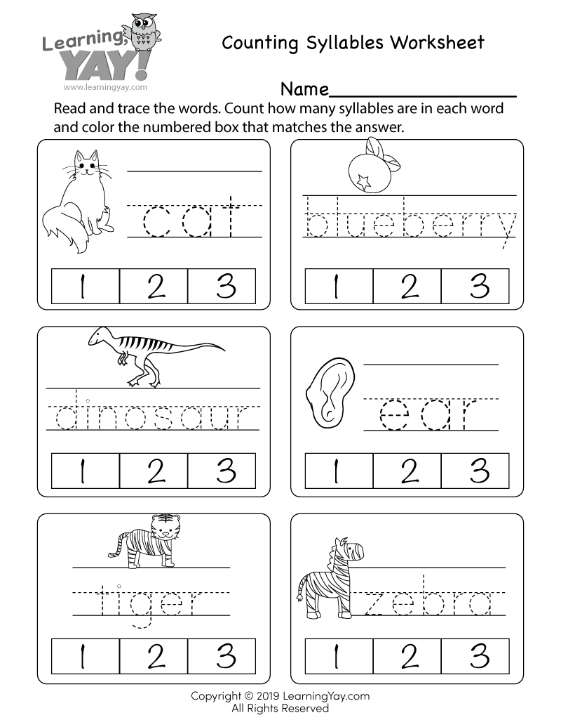 Counting Syllables Worksheet For 1st Grade Free Printable 
