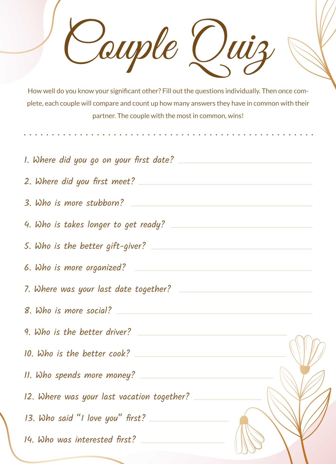 Couple Quiz Free Google Docs Template Gdoc io