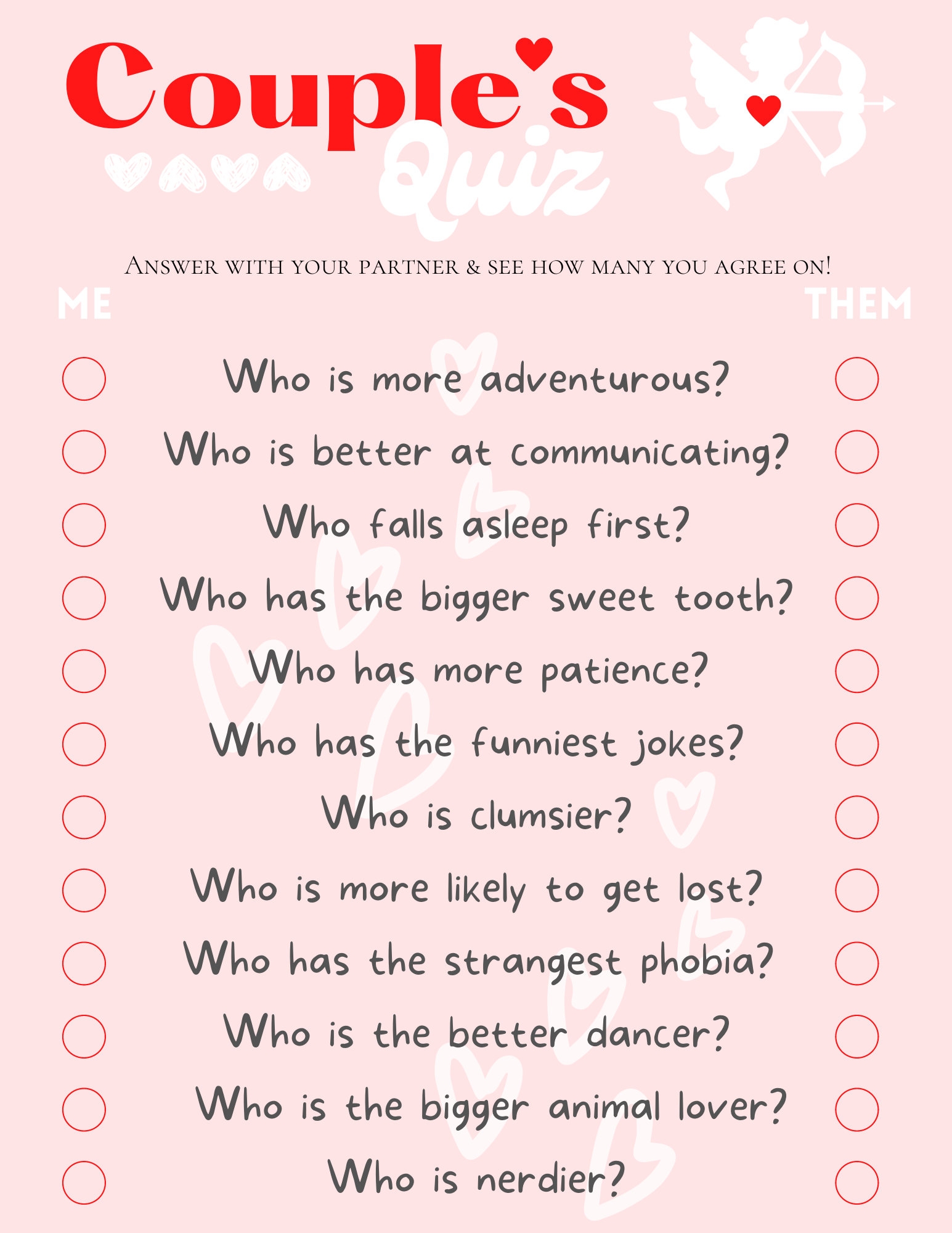Couple s Quiz Fun Game For Partners Valentine s Day Activity Instant Download Printable Etsy