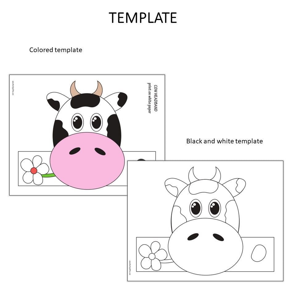 Cow Paper Hat Farm Animal Headband Coloring Crown Activity