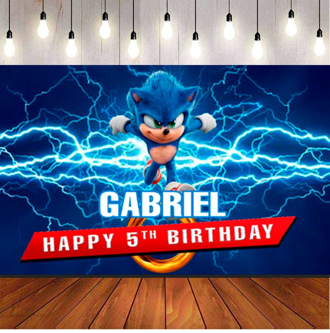 Custom Birthday Backdrop Digital Download Printable Sonic The Hedgehog Custom Text And Colors High Resolution File To Download Etsy