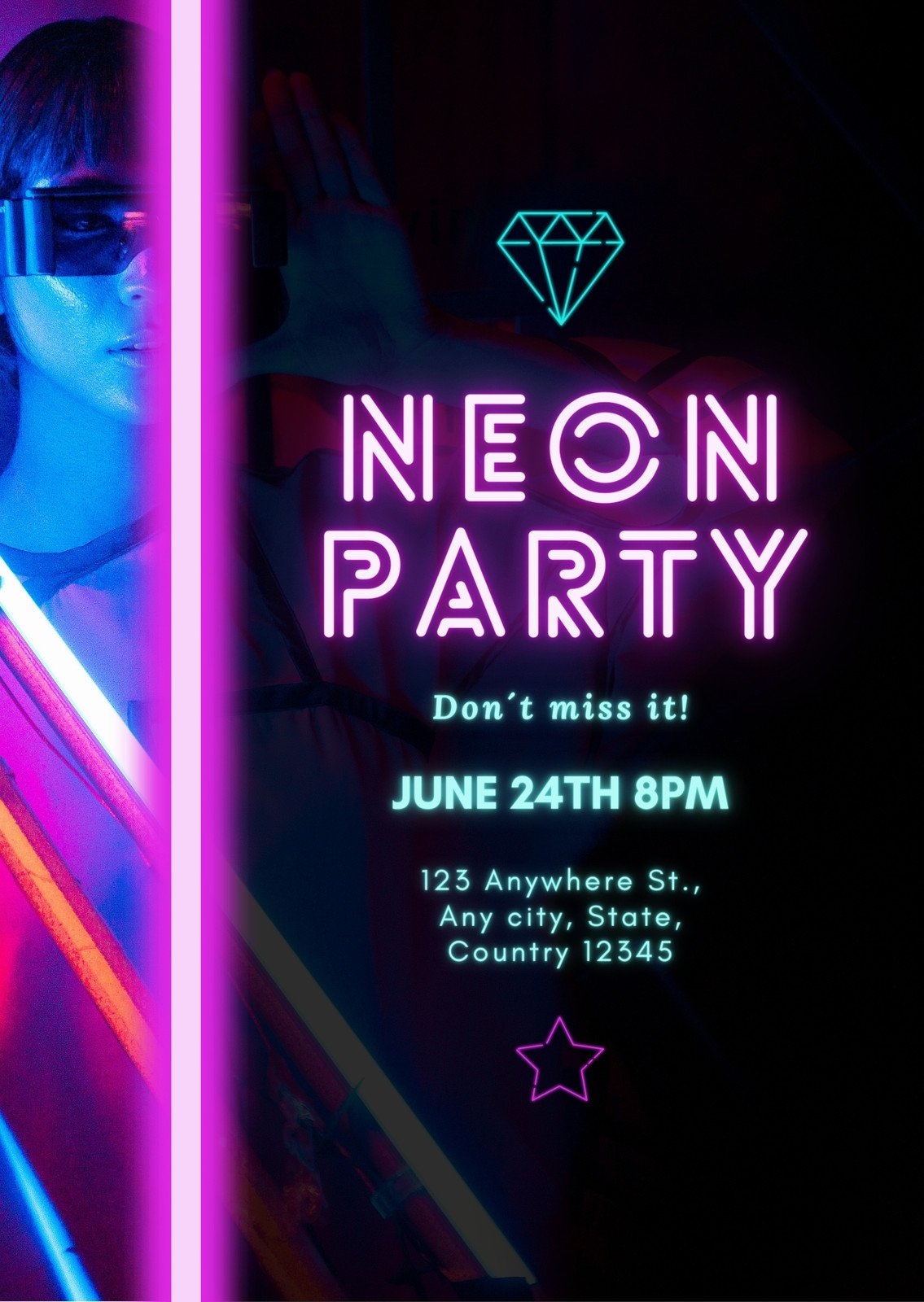 Customize 133 Neon Party Invitations Templates Online Canva