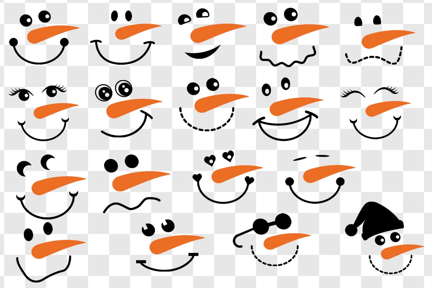 Cute Snowman Face Graphics Bundle Snowman Face Clipart By Gjsart TheHungryJPEG