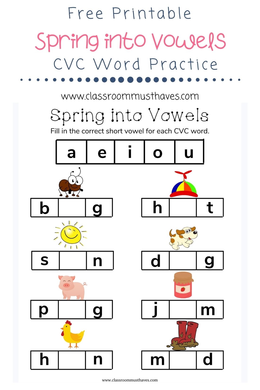 Free Cvc Printable Worksheets