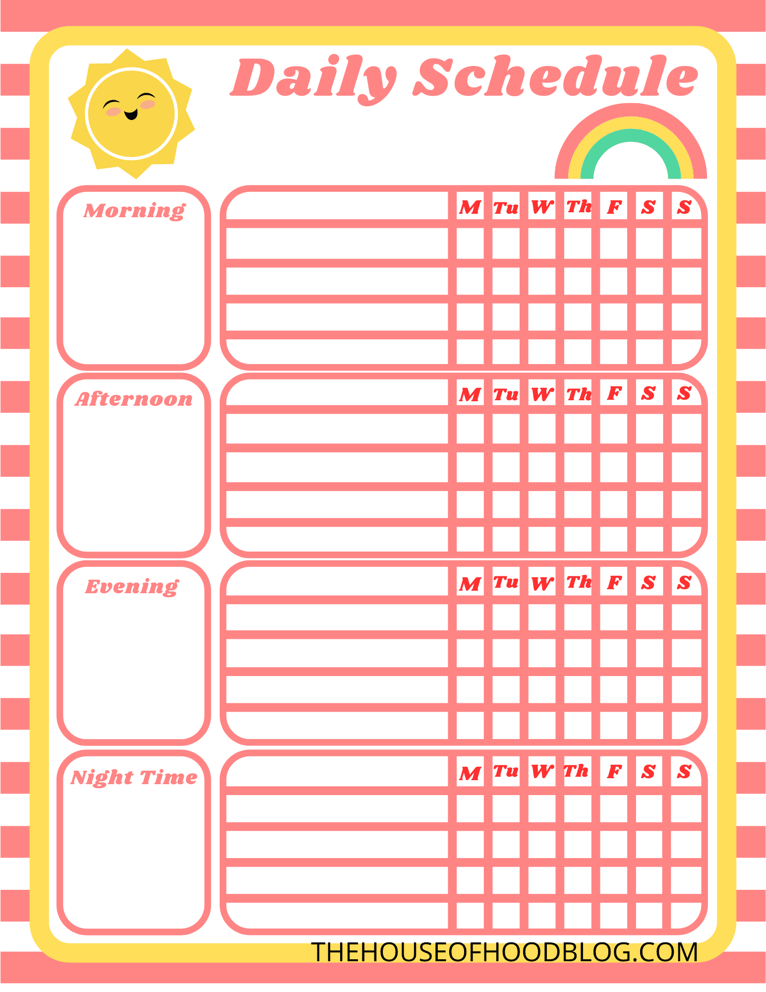 Free Printable Toddler Daily Schedule