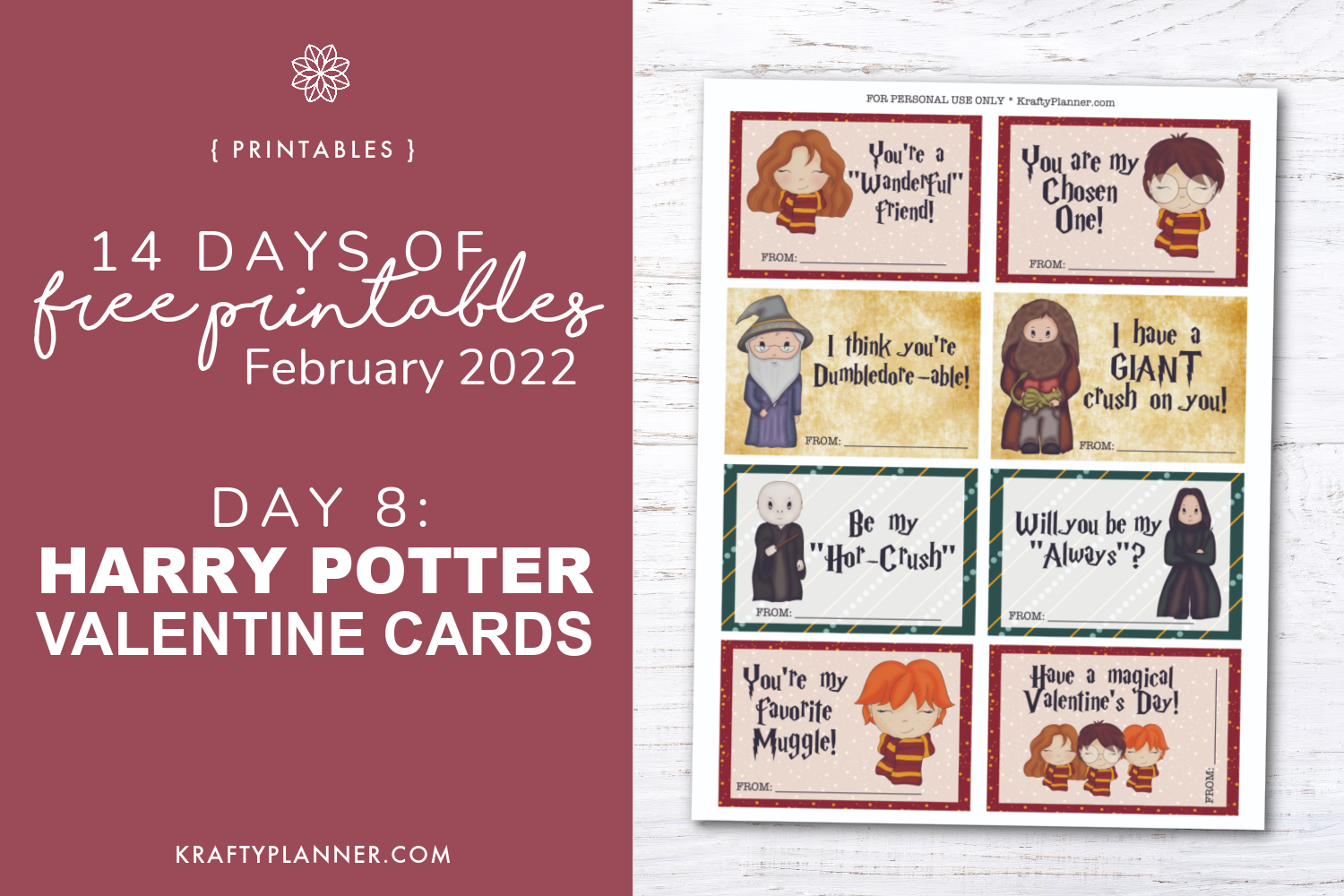 Day 8 Free Printable Harry Potter Valentine s Day Cards Krafty Planner