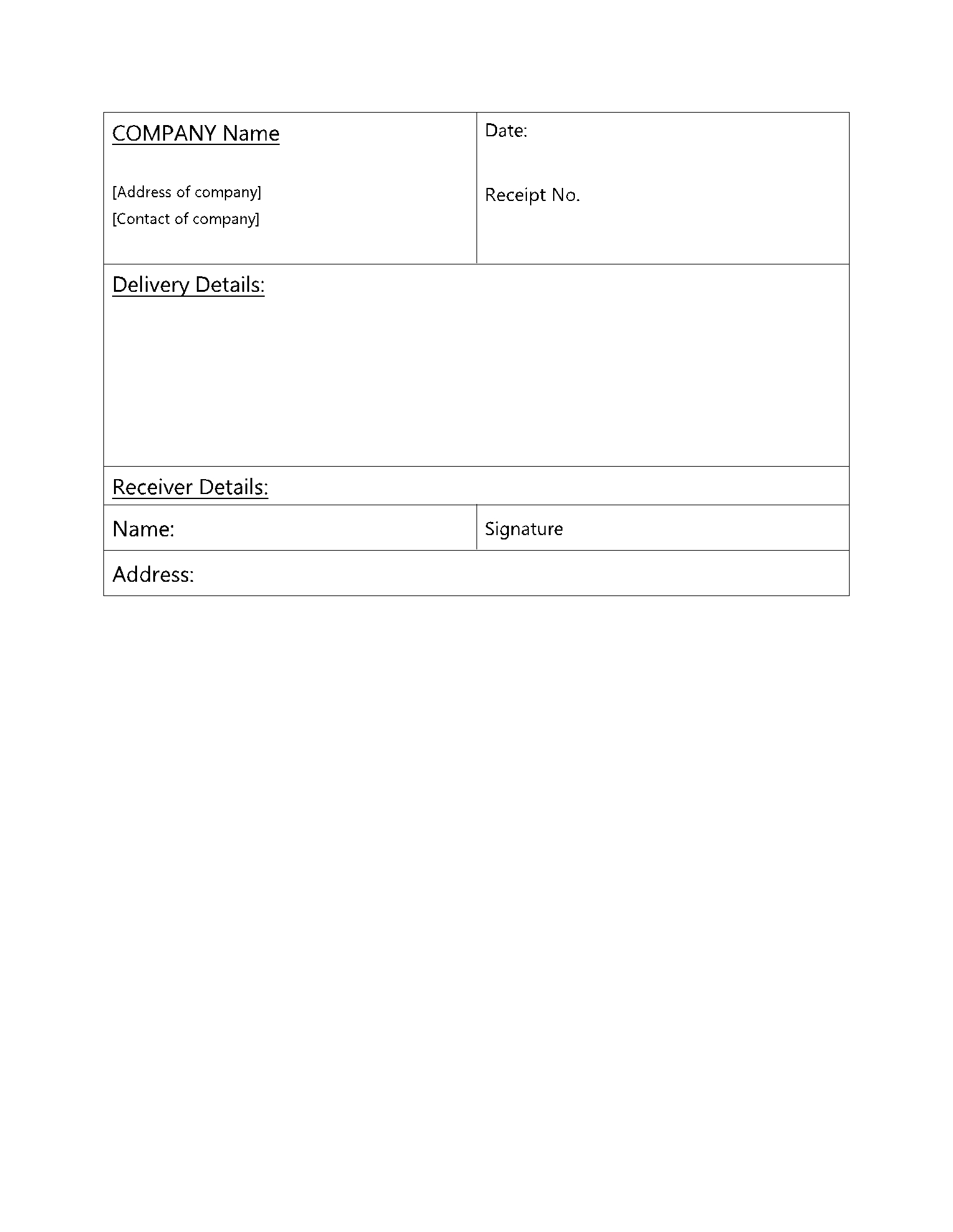 Delivery Receipt Template Get Free Sample Now CocoSign