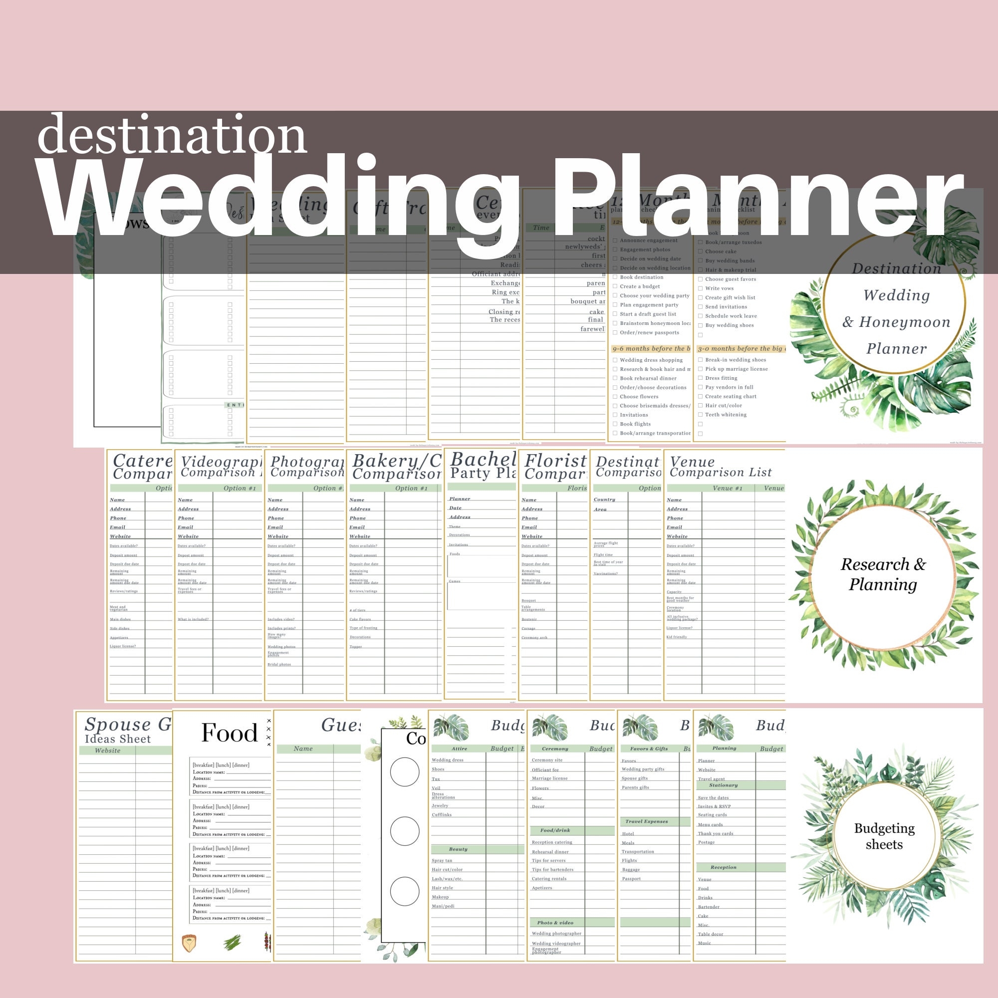 Destination Wedding Planner Fillable Editable Printable Checklists Worksheets Etsy