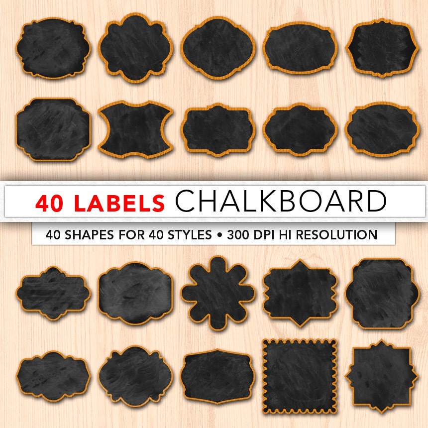 Digital Labels 40 X Digital Chalkboard Tags printable Labels digital Frames digital Tags frames Clipart Instant Download CBL01 Etsy