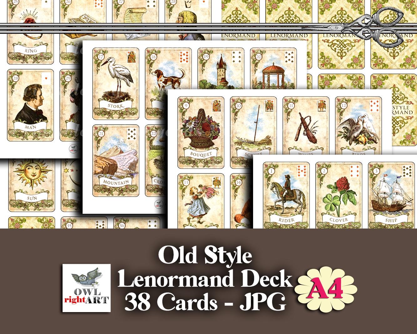 Digital Old Style Lenormand A4 By Alexander Ray Printable Oracle Deck 38 Cards Downloadable Lenormand Full Grand Tableau Reading Cards Etsy