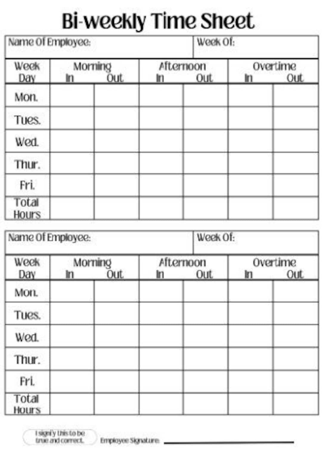 Free Printable Time Card