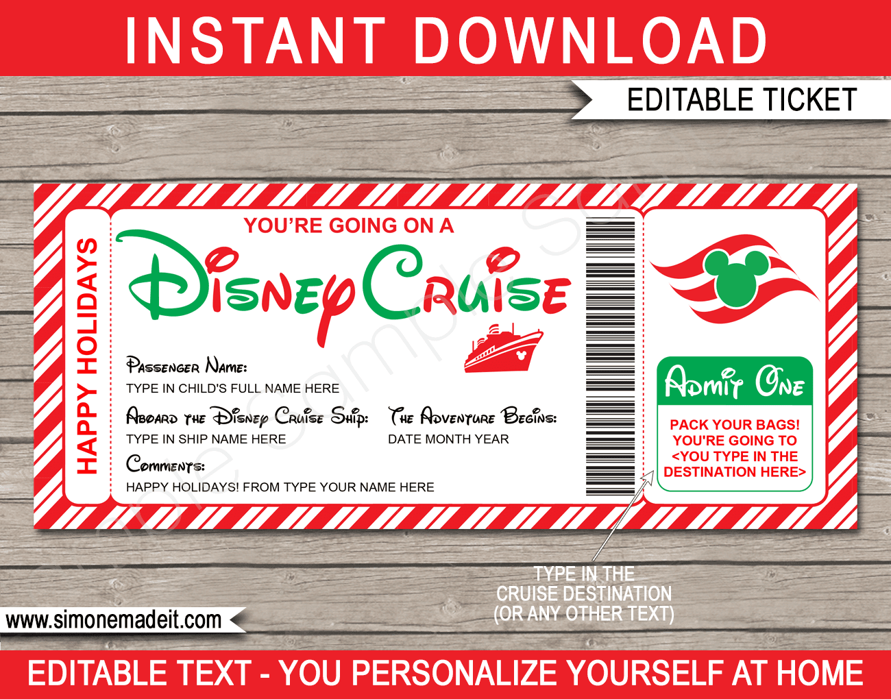 Disney Cruise Holiday Boarding Pass Template Surprise Disney Cruise Reveal