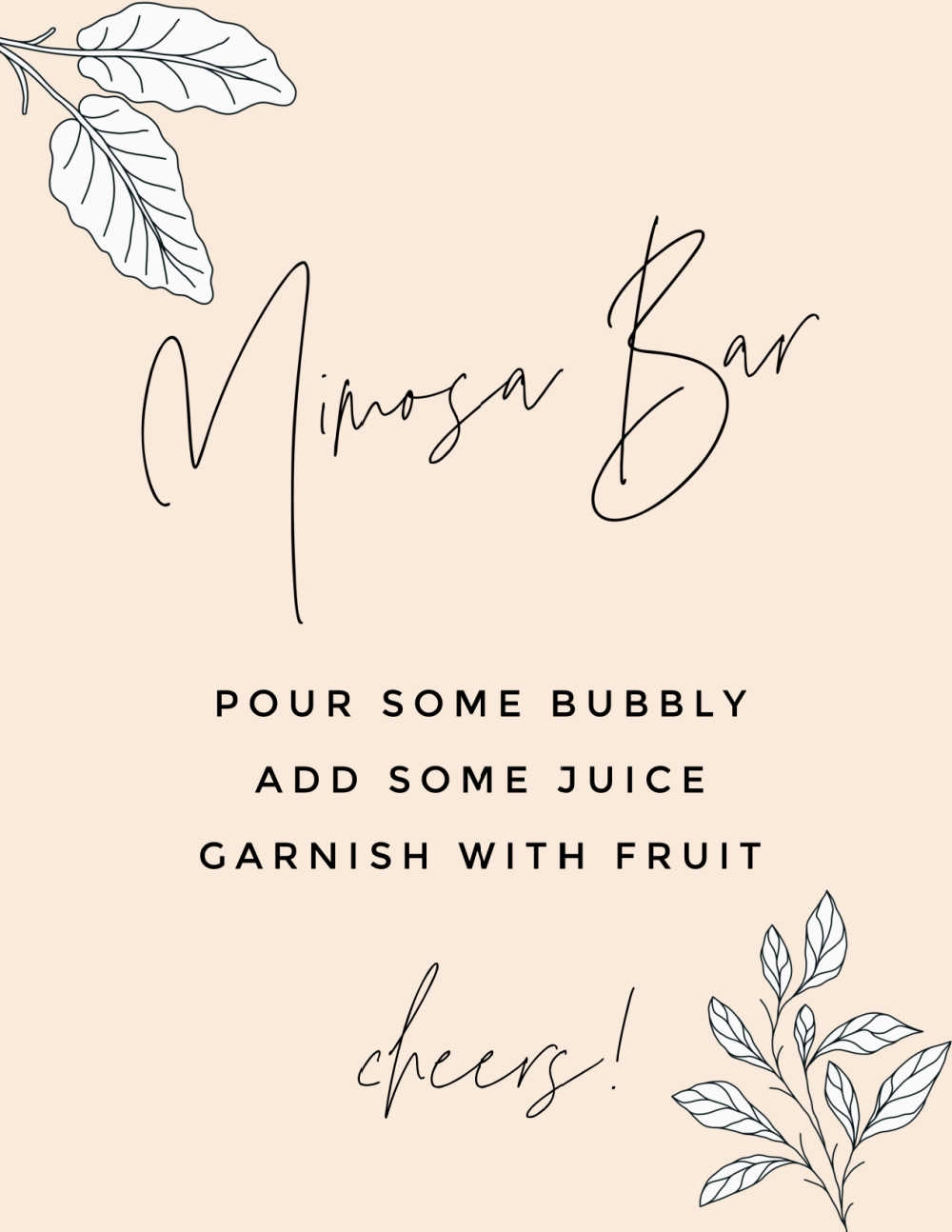 DIY Mimosa Bar Cart With Free Printable Mimosa Bar Sign 