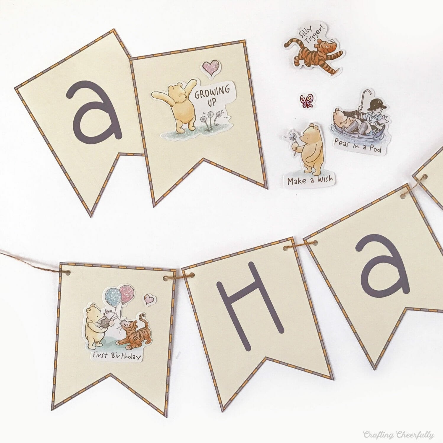 DIY Winnie The Pooh Birthday Banner Crafting Cheerfully