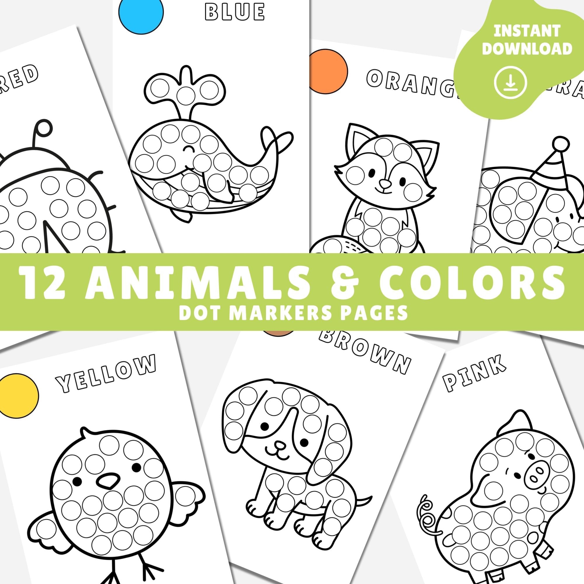 Do A Dot Printable Animals Dot Marker Printable Pages Easy Coloring Pages Cute Color Book Dot Art Activity For Kids Toddlers Etsy