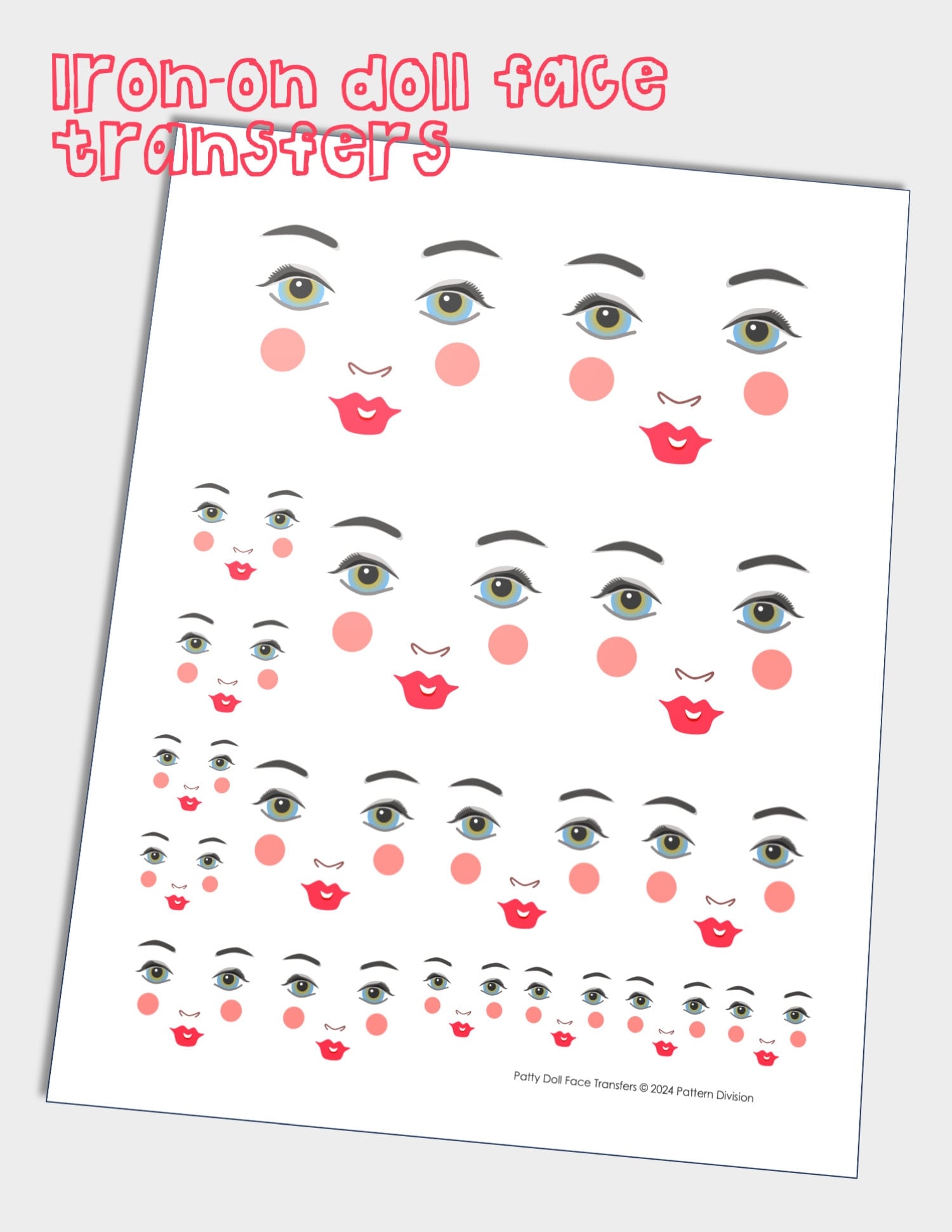 Doll Face In Multiple Sizes PNG For Iron on Transfer Patty Etsy