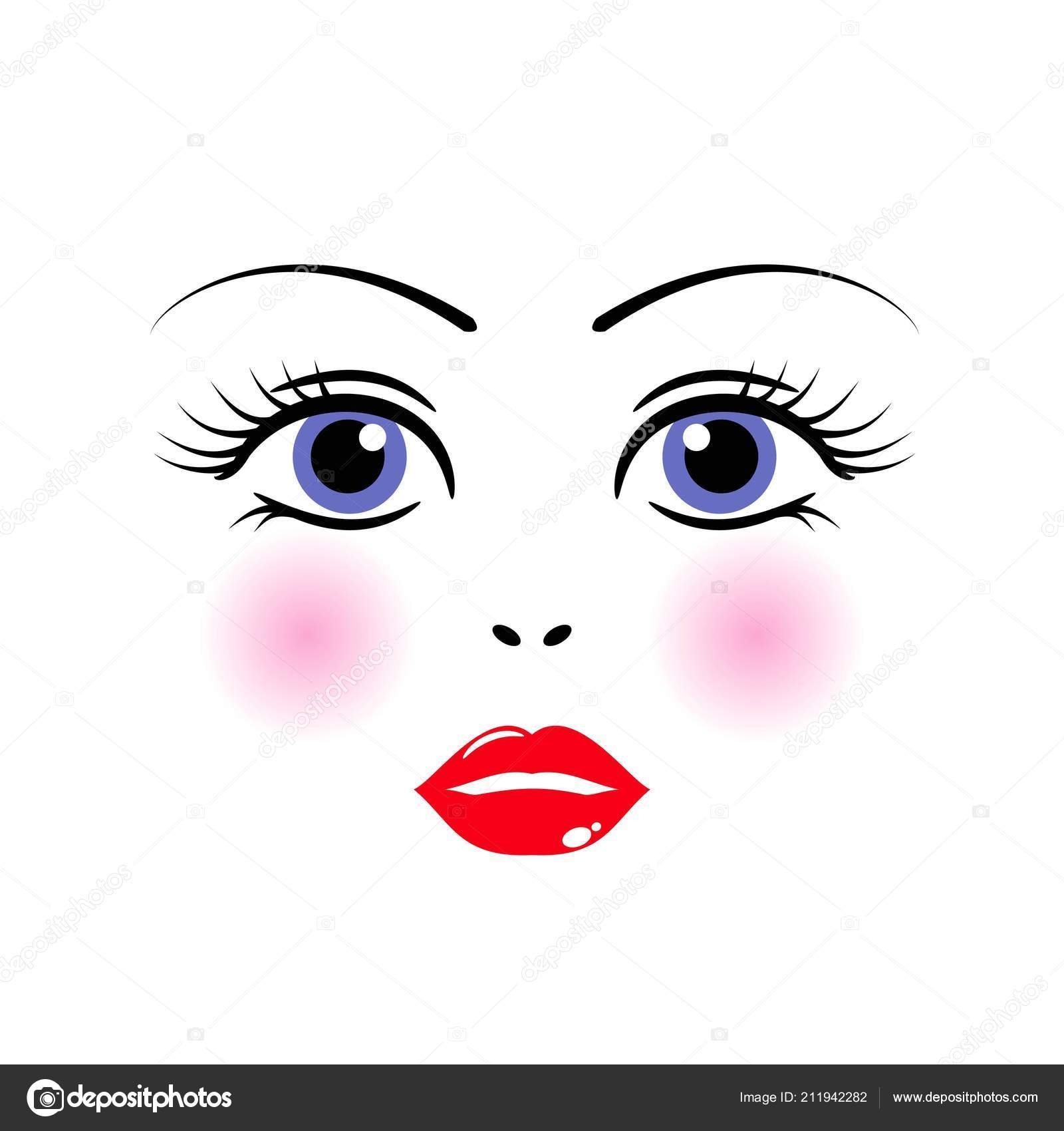 Doll Girl Woman Cute Face Template Vector Stock Vector By MrsWilkins 211942282