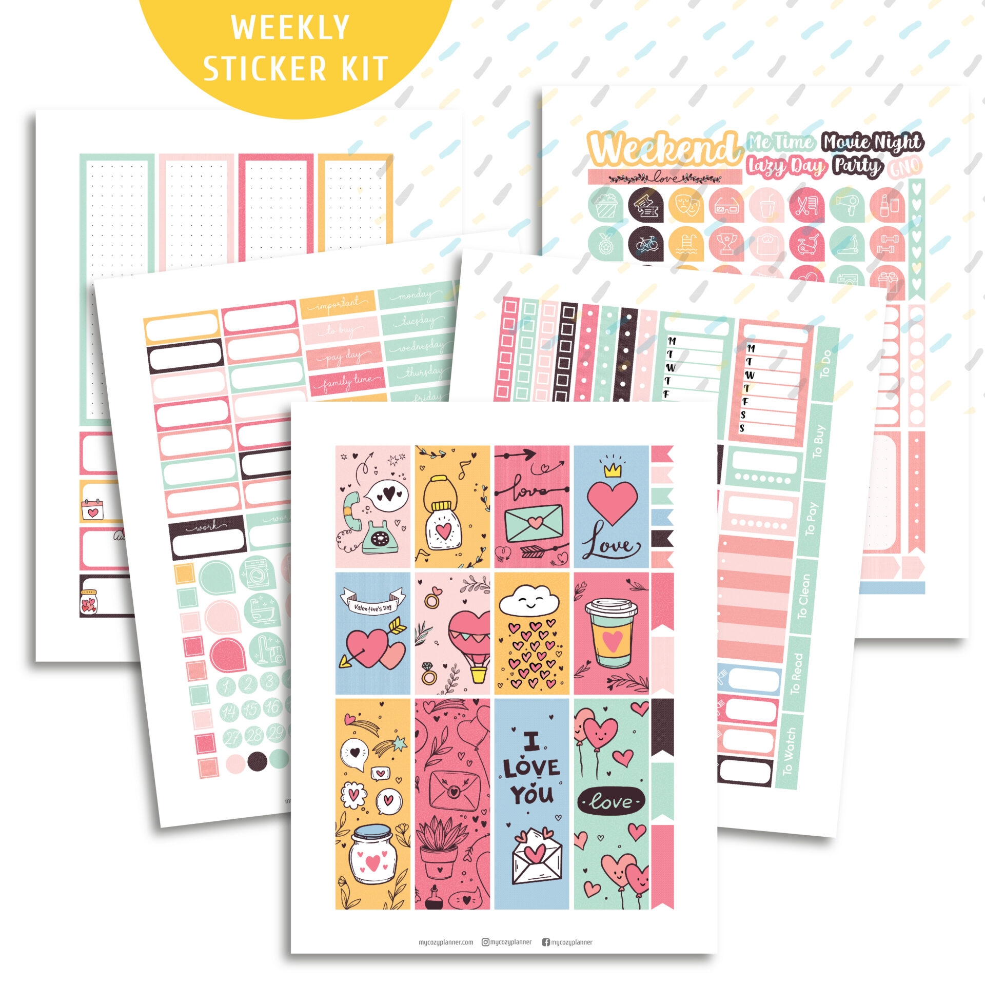 Doodle Love Pack Planner Printables MY COZY PLANNER