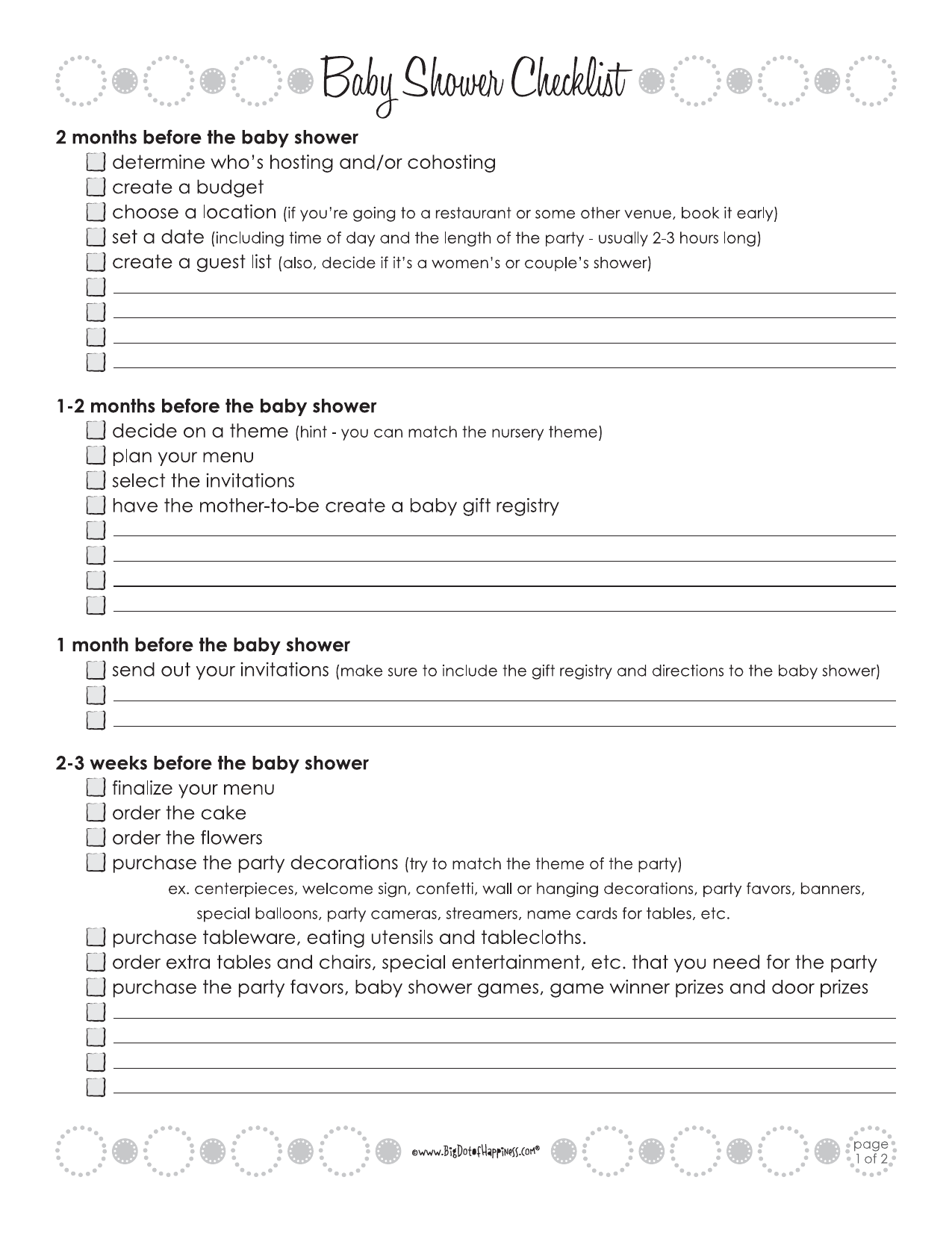 Download Baby Shower Checklist Template Excel PDF RTF Word FreeDownloads