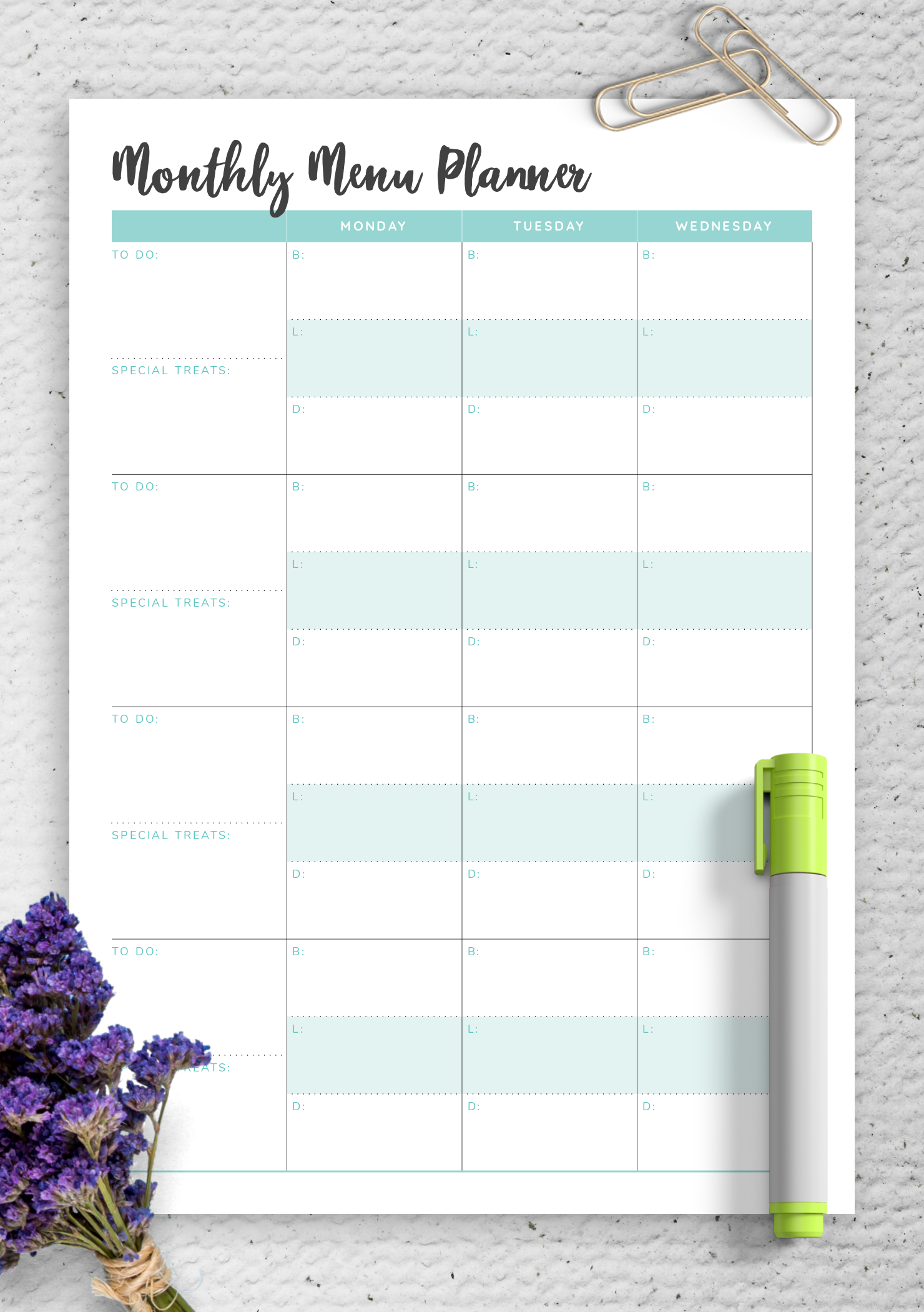Free Printable Menu Templates
