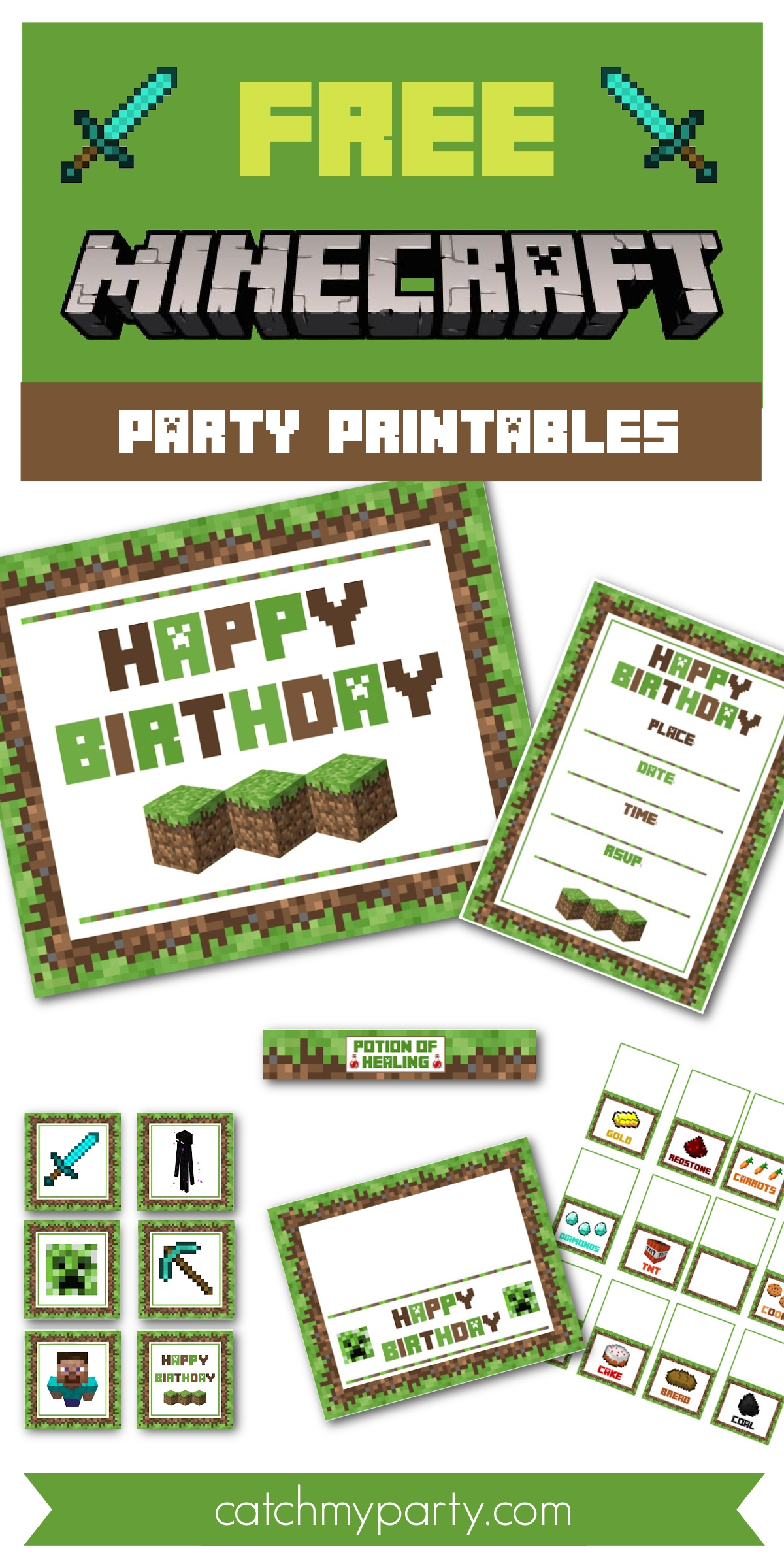 Download These Awesome FREE Minecraft Party Printables Catch My Party