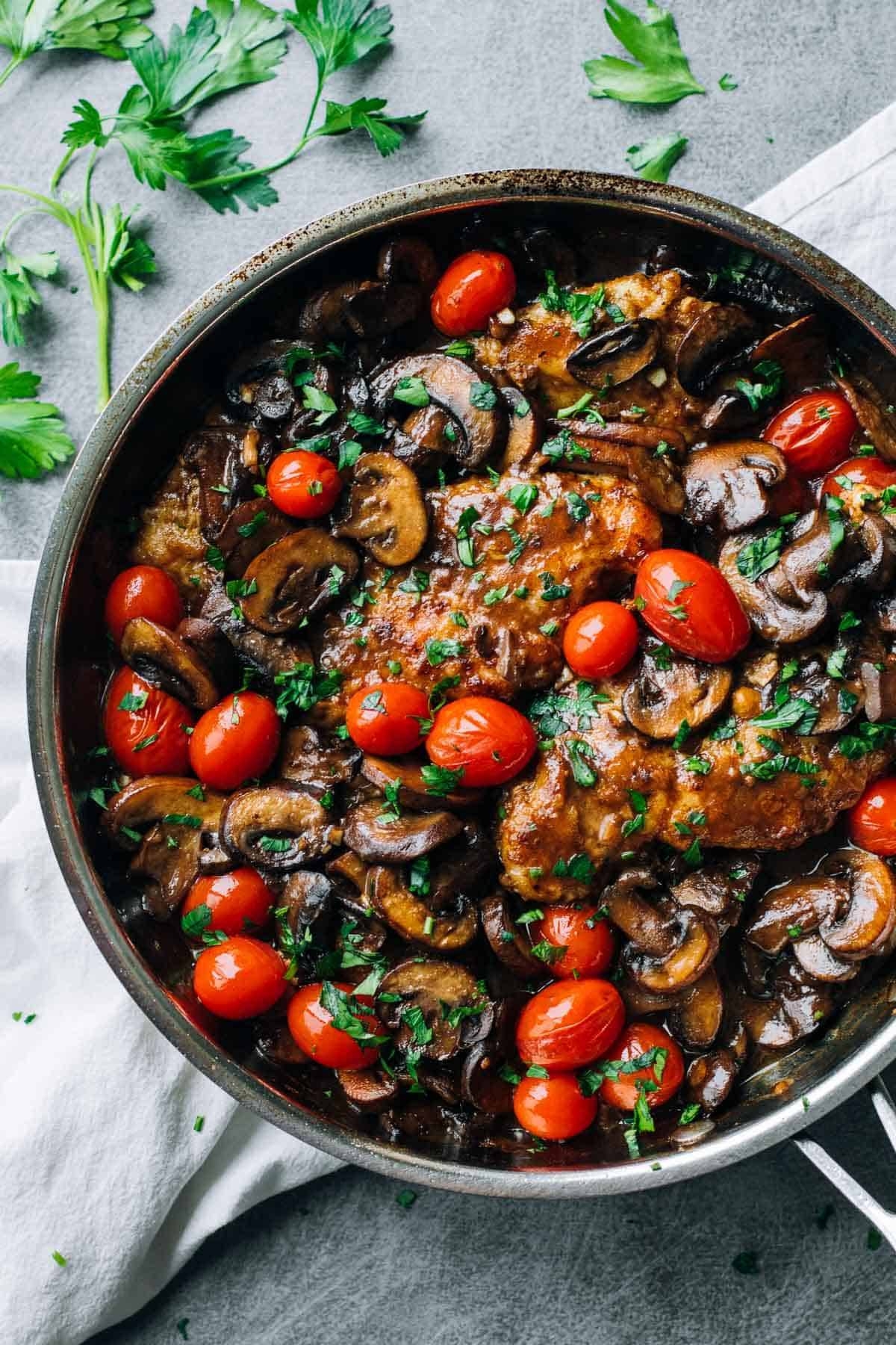 Drunken Chicken Marsala With Tomatoes Recipe Pinch Of Yum