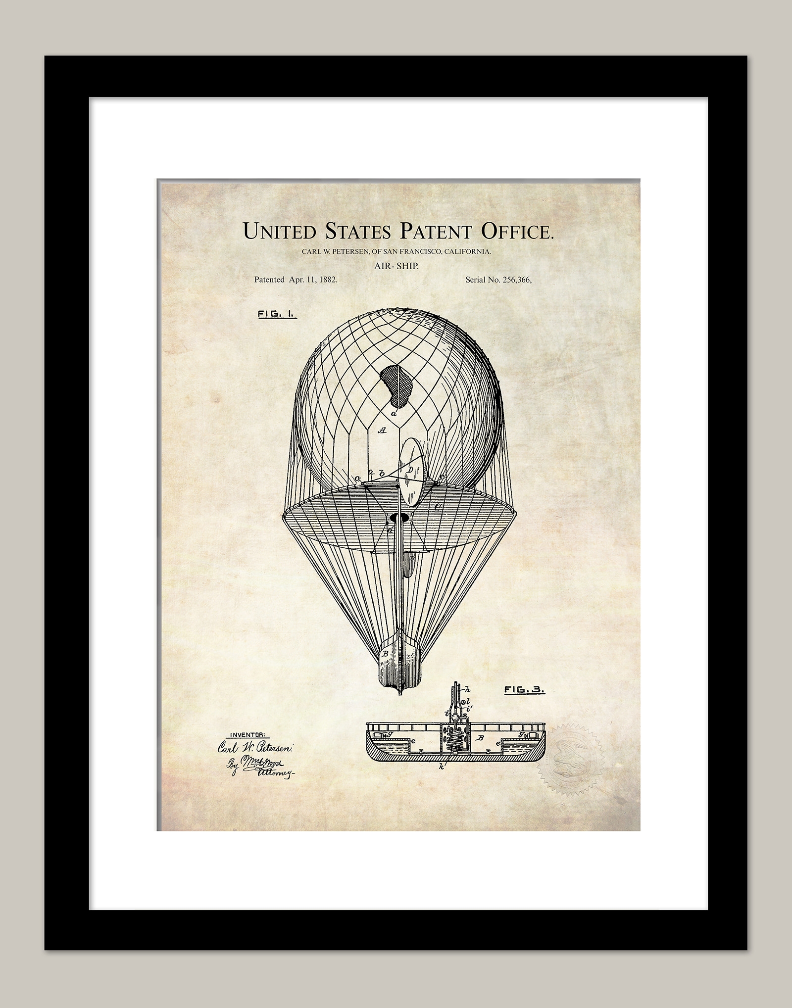 Early Airship Concept 1882 Patent Print
