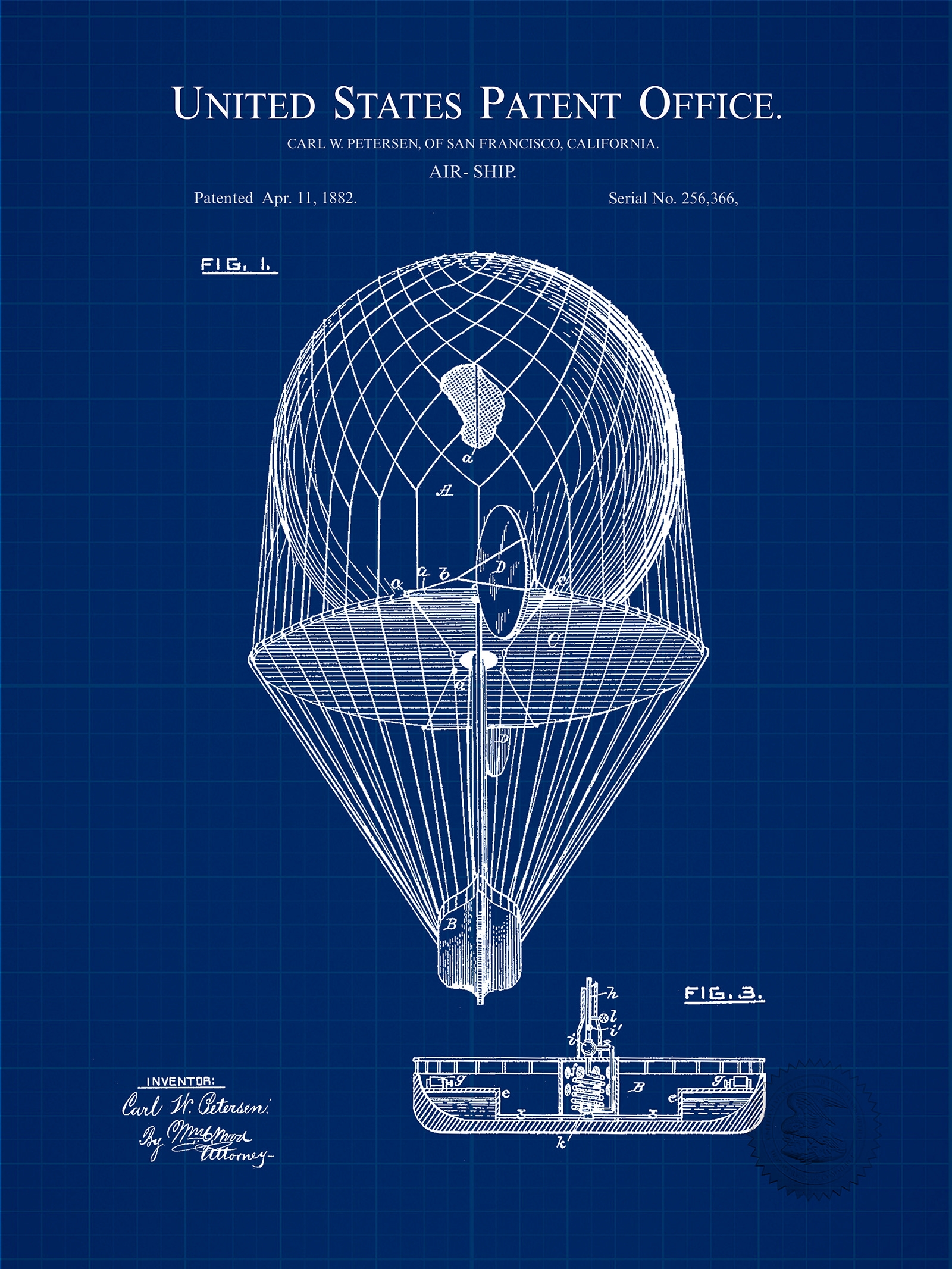 Early Airship Concept 1882 Patent Print