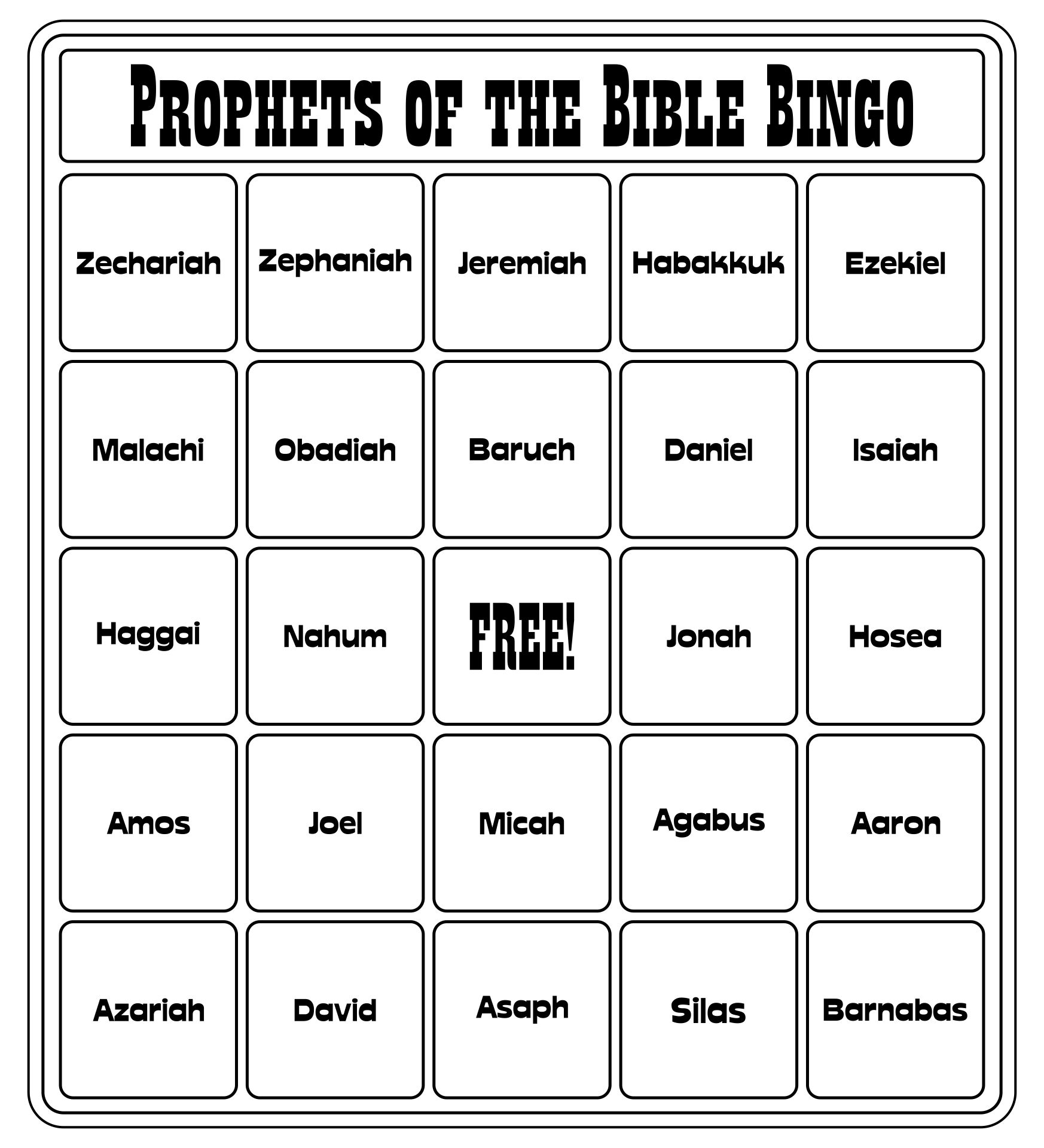 Free Printable Bible Bingo Cards