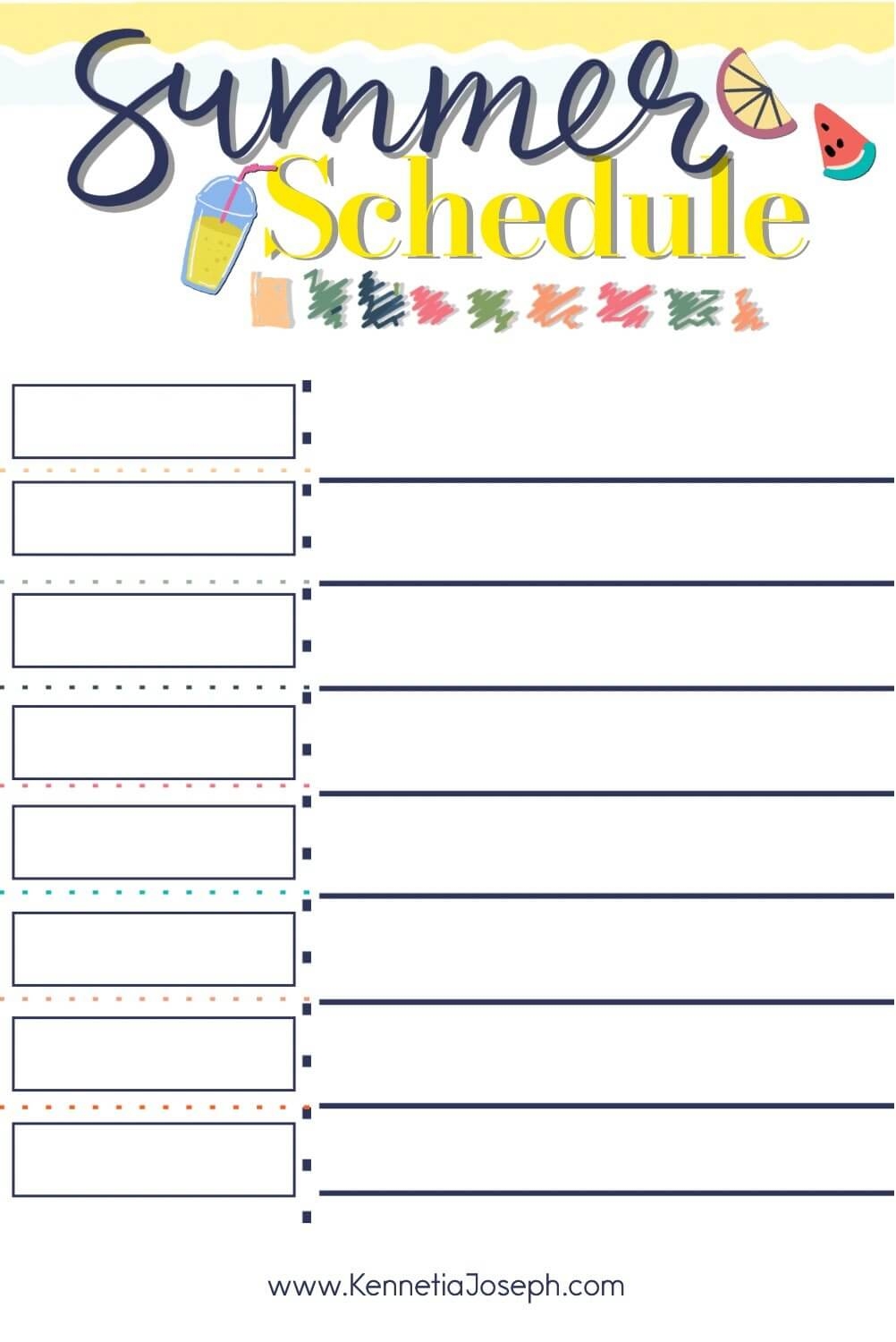 Easy Summer Schedule For Kids Https kennetiajoseph