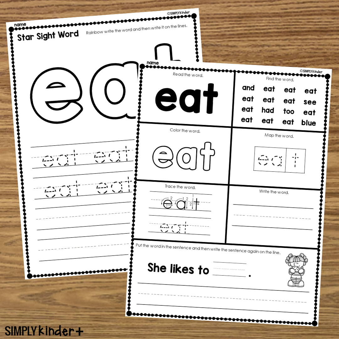 Eat Sight Word Printable Activities Simply Kinder Plus