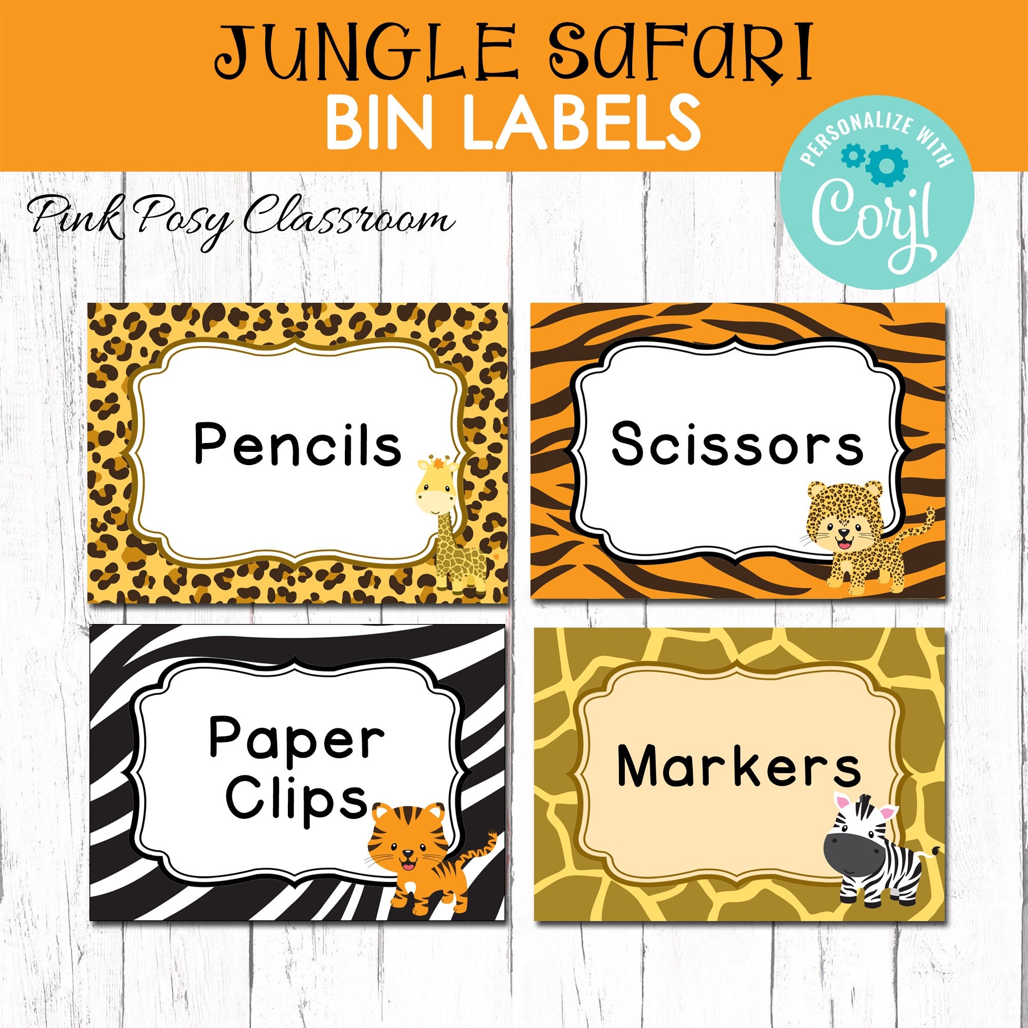 Editable Bin Labels Jungle Safari Classroom Labels Classroom Decor Printable Teacher Resource Teacher Organization Instant Download Etsy