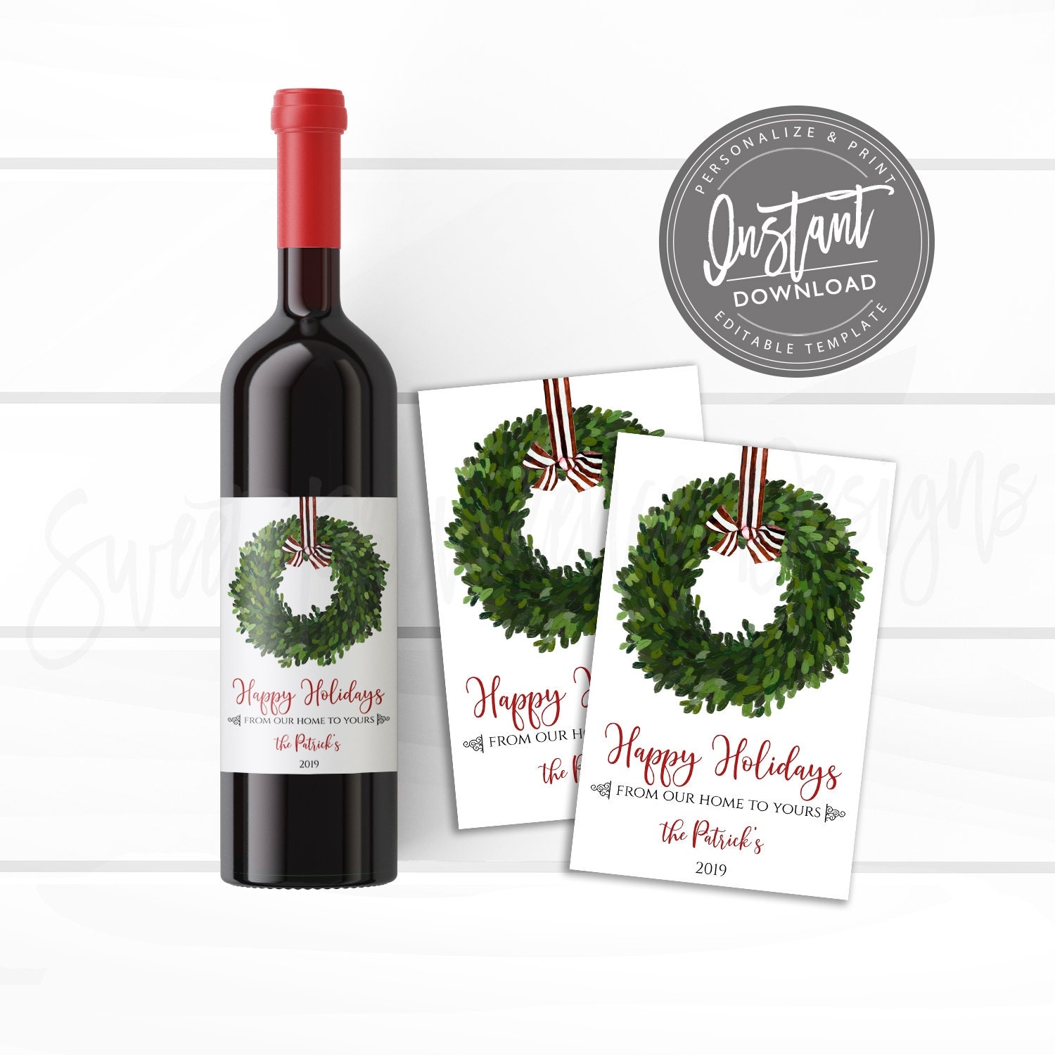 EDITABLE Christmas Wine Label Christmas Gift Idea Printable Teacher Gift Holiday Wine Label Boss Gift Gift From Student INSTANT ACCESS Etsy