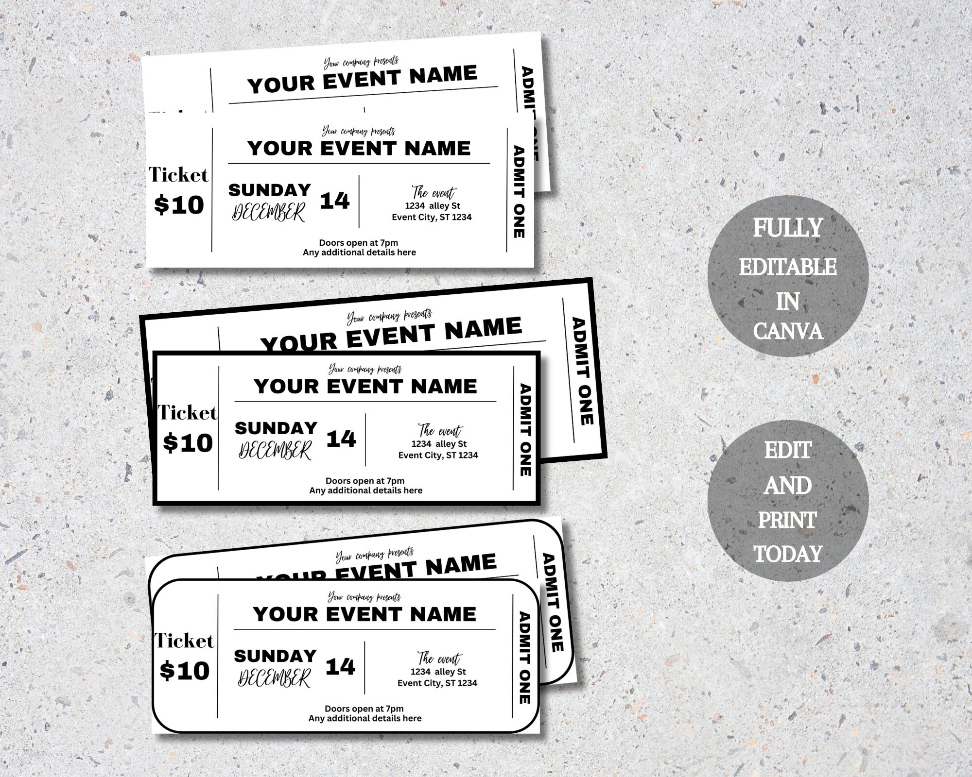 Editable Event Ticket Event Ticket Printables Editable Event Ticket Template Printable DIY Event Ticket Ticket Template Etsy