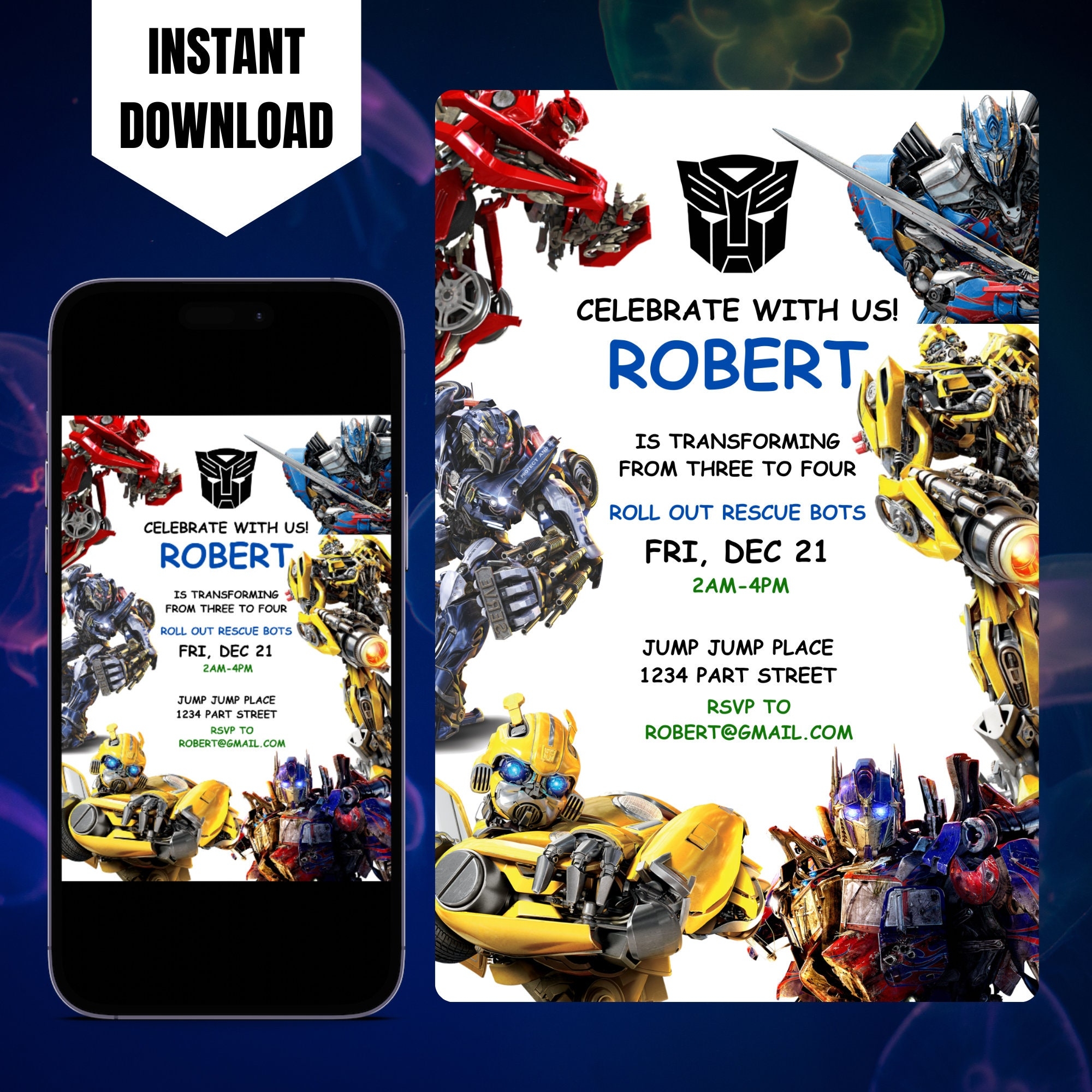 Editable Rescue Bots Transformers Birthday Invitation Template Printable Rescue Bots Invitation Digital Autobots Birthday Invite Etsy