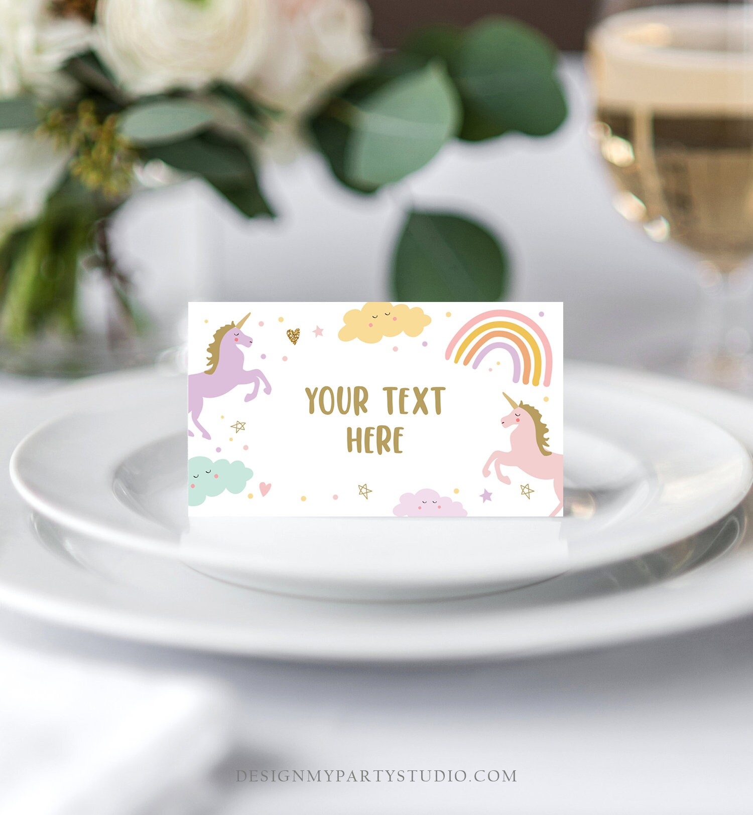 Editable Unicorn Food Labels Rainbow Magical Place Card Tent Card Name Card Girl Birthday Unicorn Party Decor Digital Corjl Template 0426 Etsy