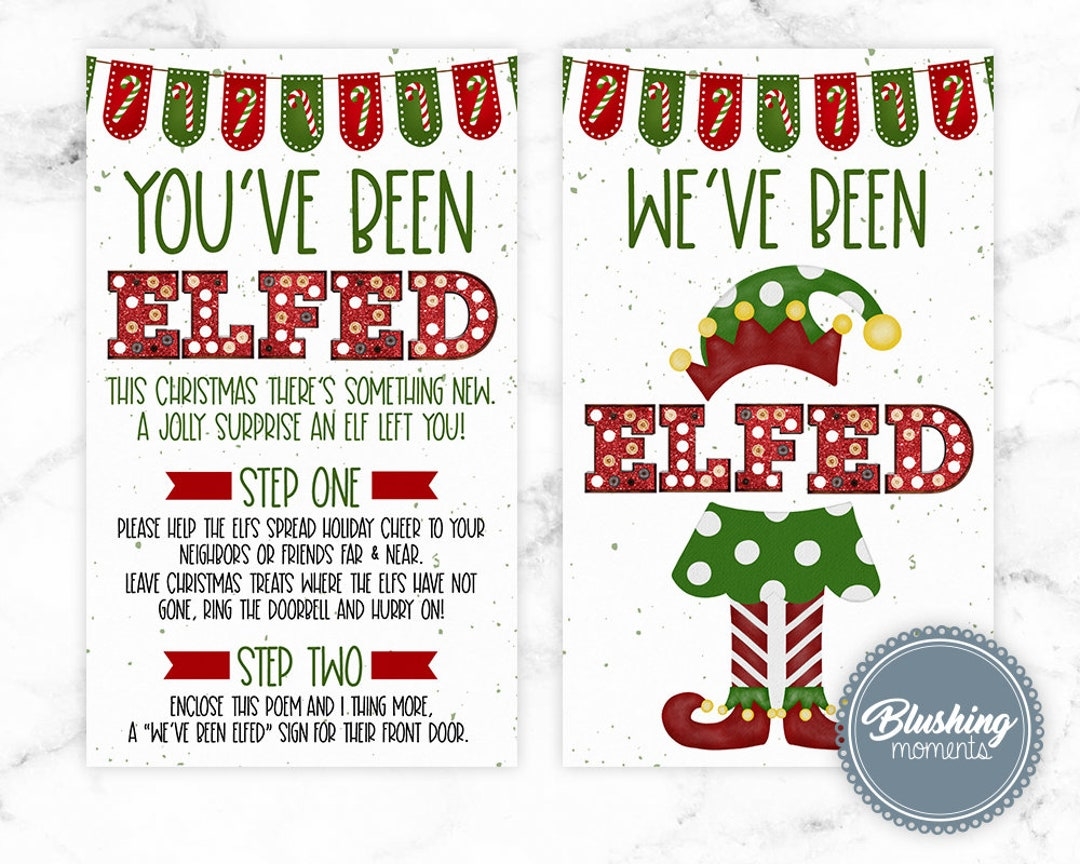 EDITABLE We ve Been Elfed Sign You ve Been Elfed Christmas Favor Tags Neighbor Christmas Game Instant Download Printable Elfed Sign Etsy