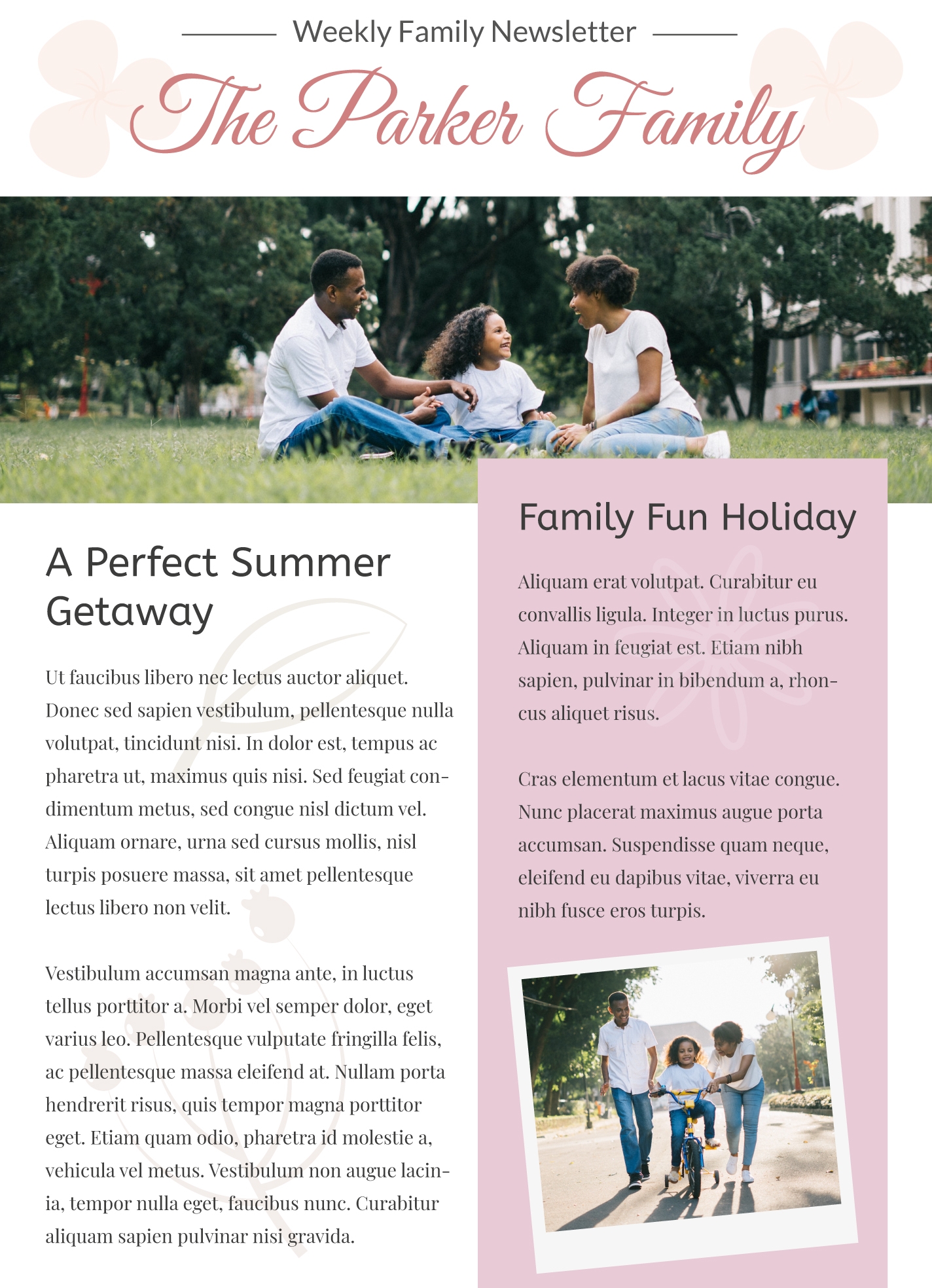 Free Printable Family Newsletter Templates