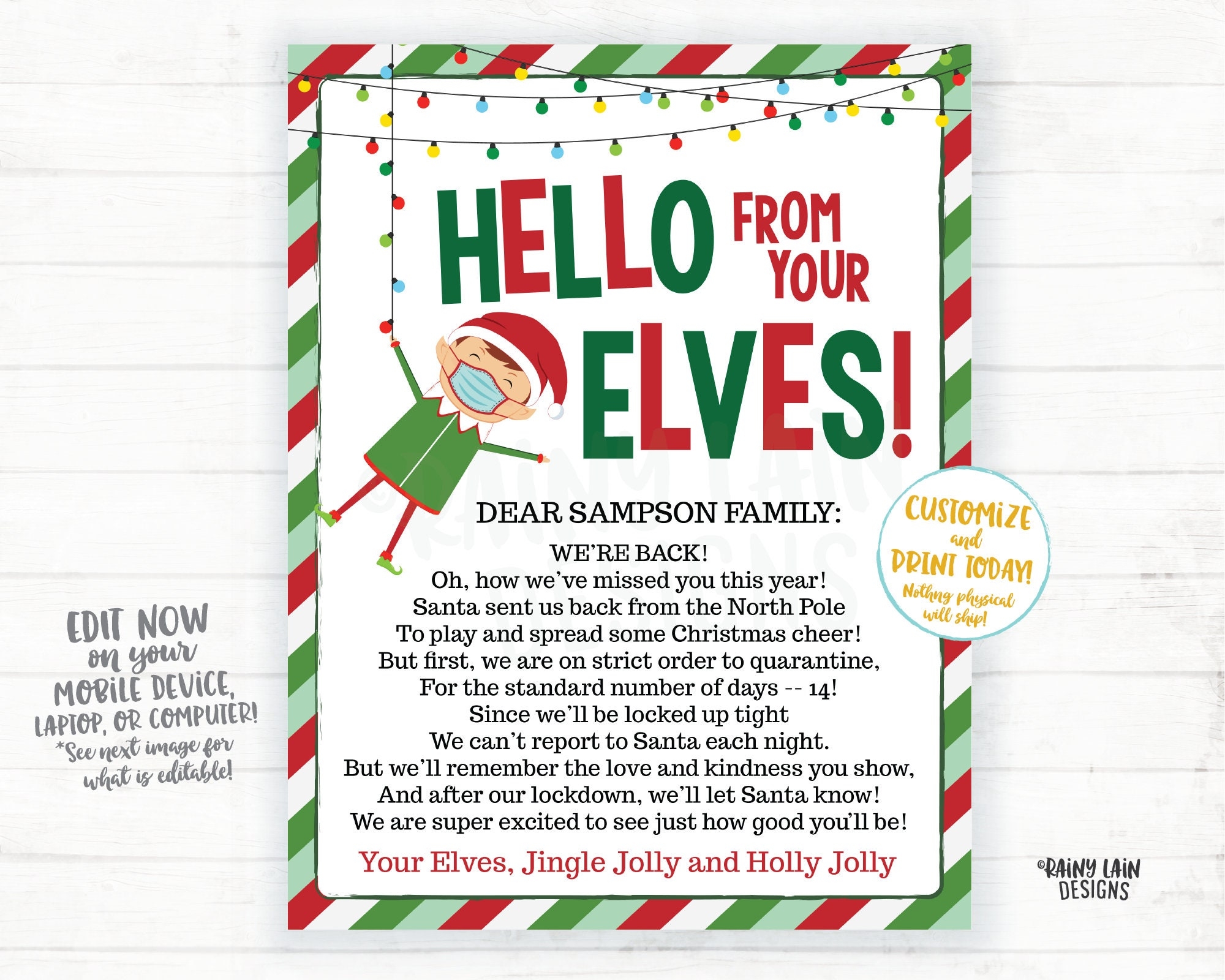 Elf Quarantine Free Printable