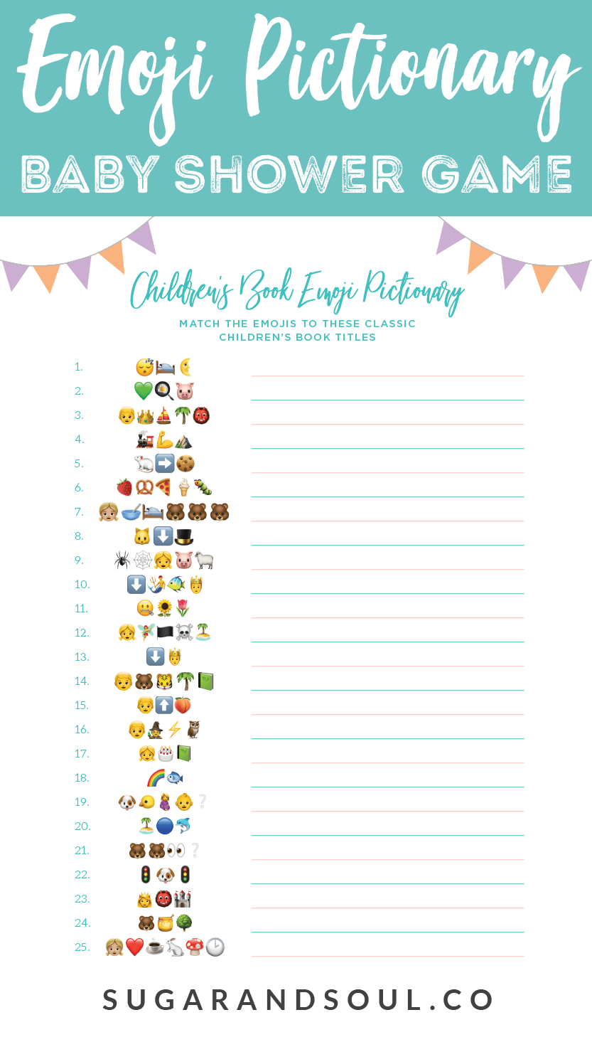 Emoji Pictionary Baby Shower Game Free Printable Sugar Soul